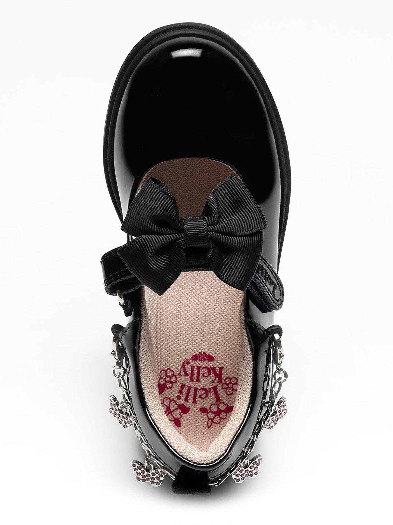  image of lelli-kelly-isabella-patent-removeable-bracelet-bow-school-shoe-black