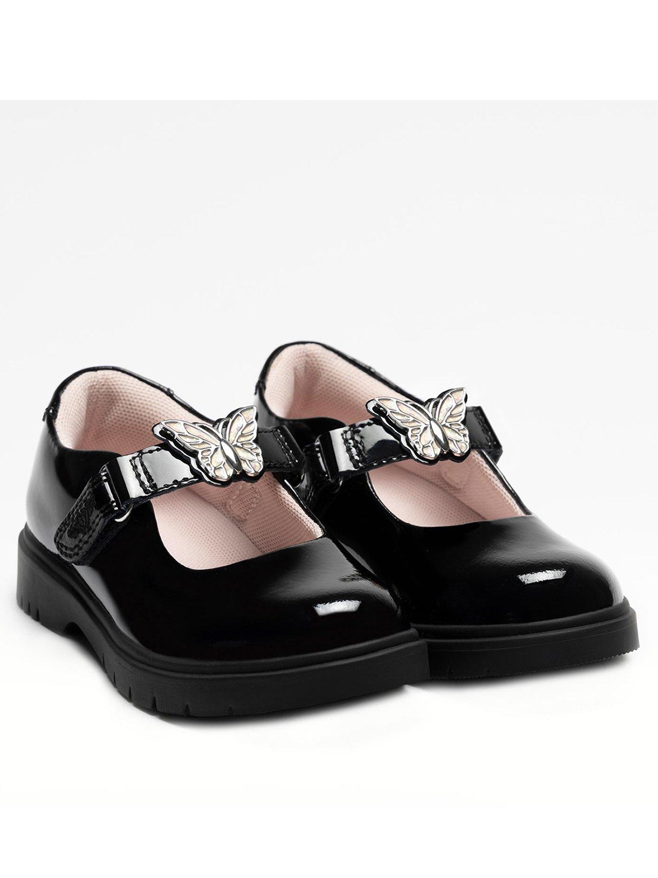 undefined Delilah Patent Interchangeable Strap School Shoe - Black