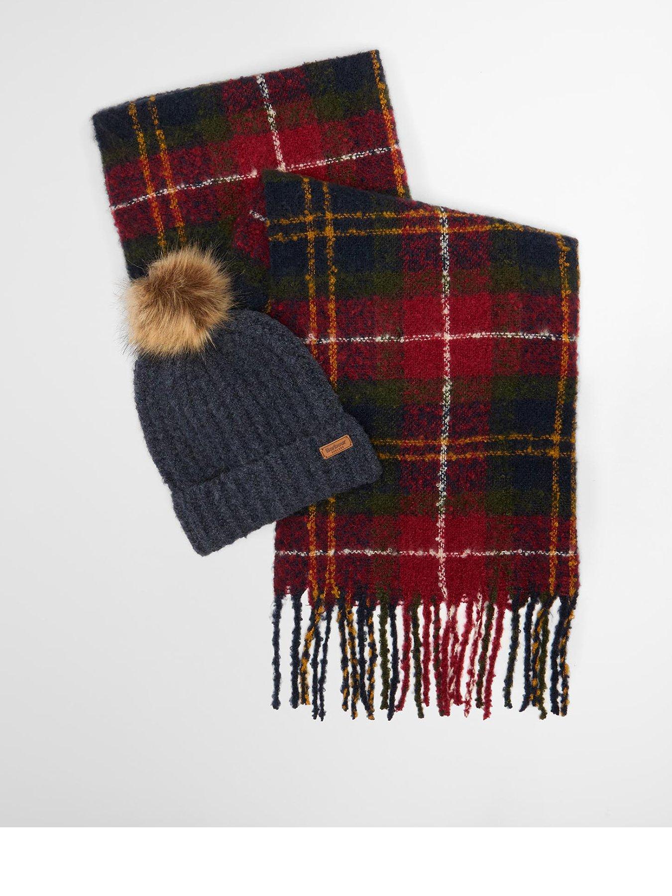 Barbour Saltburn Beanie  &  Tartan Scarf Gift Set