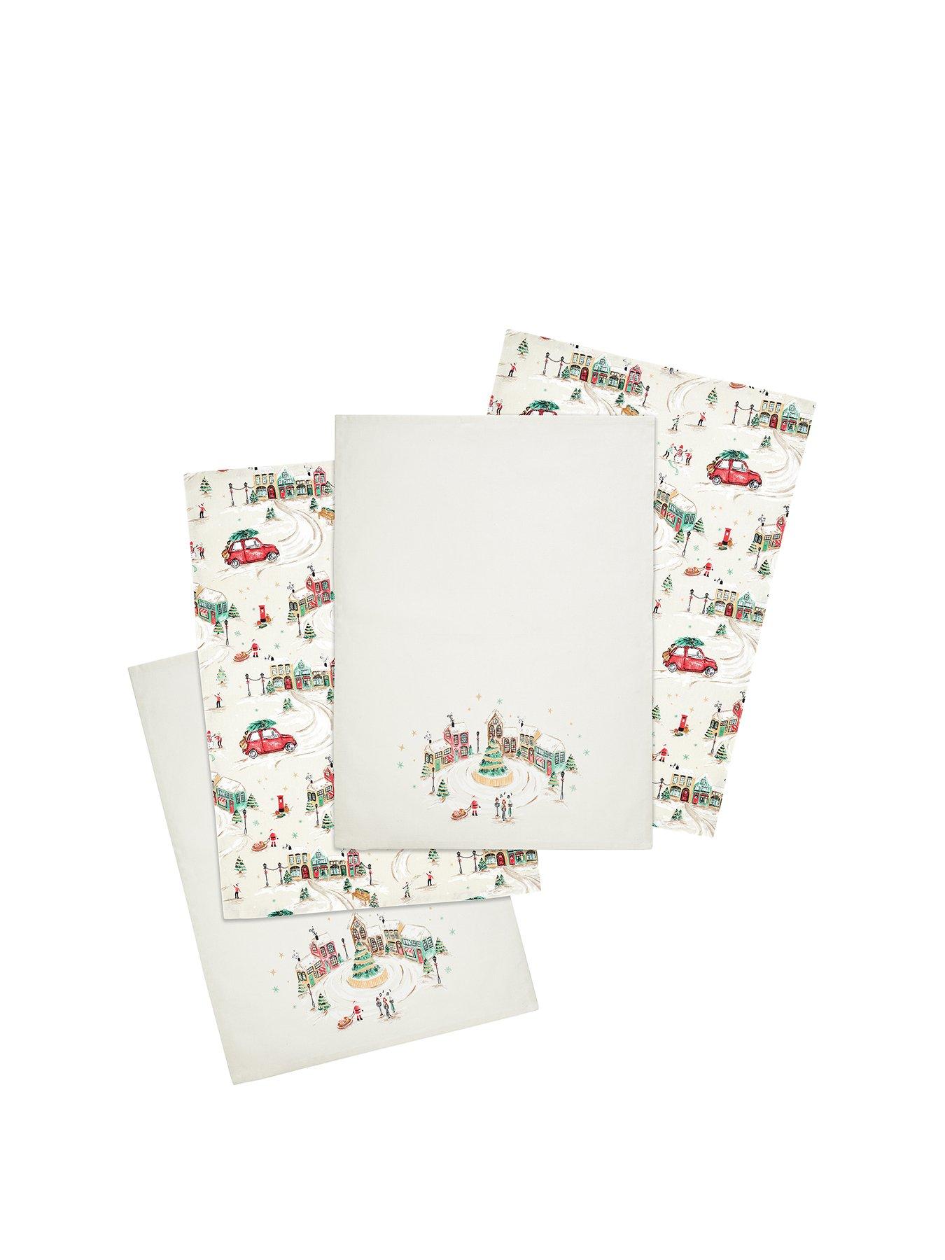 Image 2 of 3 of Catherine Lansfield Christmas Town Tea Towels 4 Pk