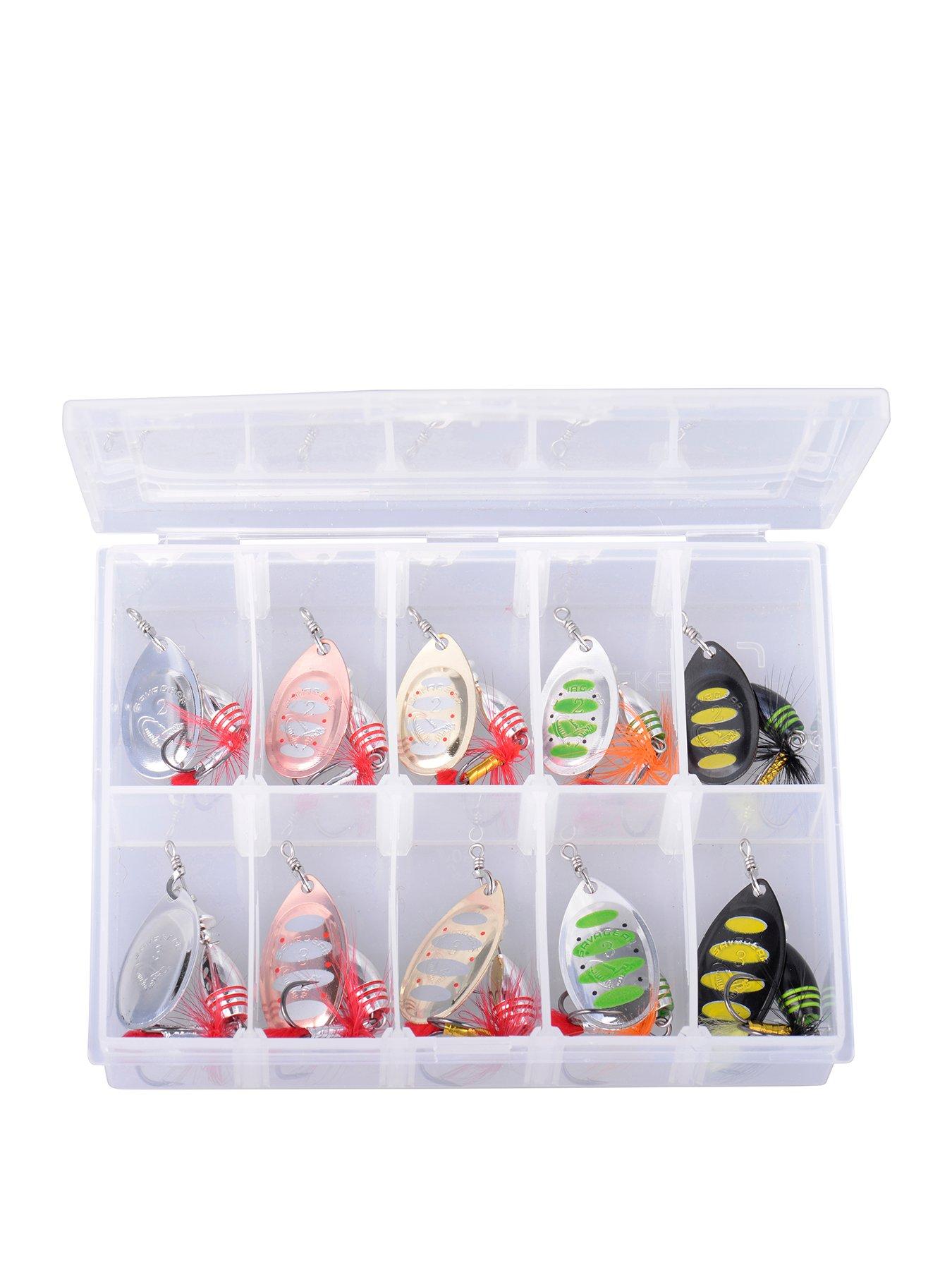 undefined Rotex Spinner Kit - Metal Lures , Effective Sinking Freshwater Spinners, 10-Piece Kit, 8g Each - Ideal for Predator Fishing