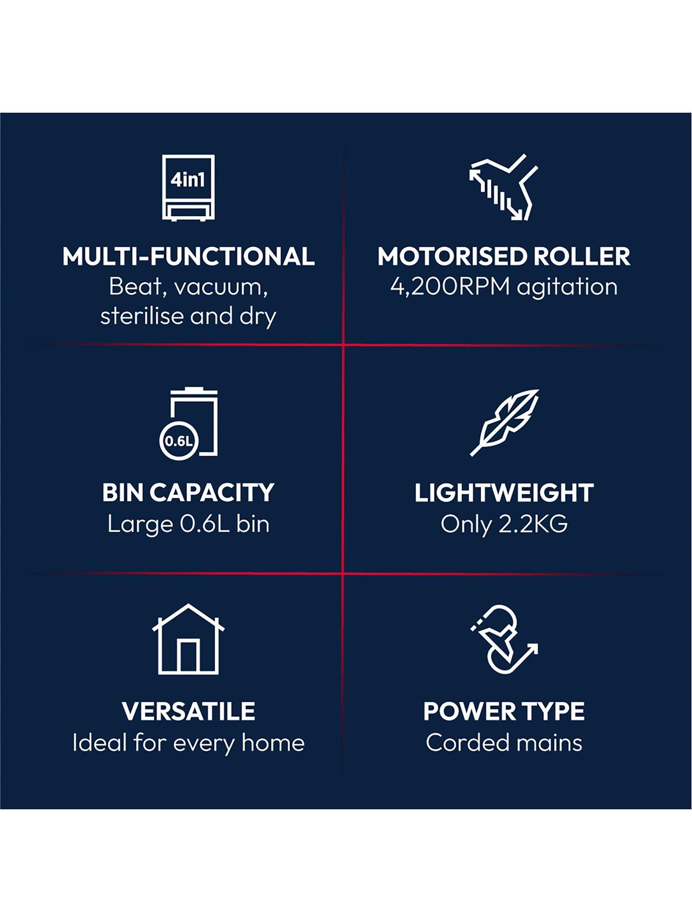 Image 7 of 8 of Hoover HMC5 Mattress Vacuum Cleaner (HMC520UV), 4-in-1 UV Light, Hygienic Allergy, Handheld Dust Mite Vacuum Cleaner for Bed and Sofa, Dust Sensor, LED