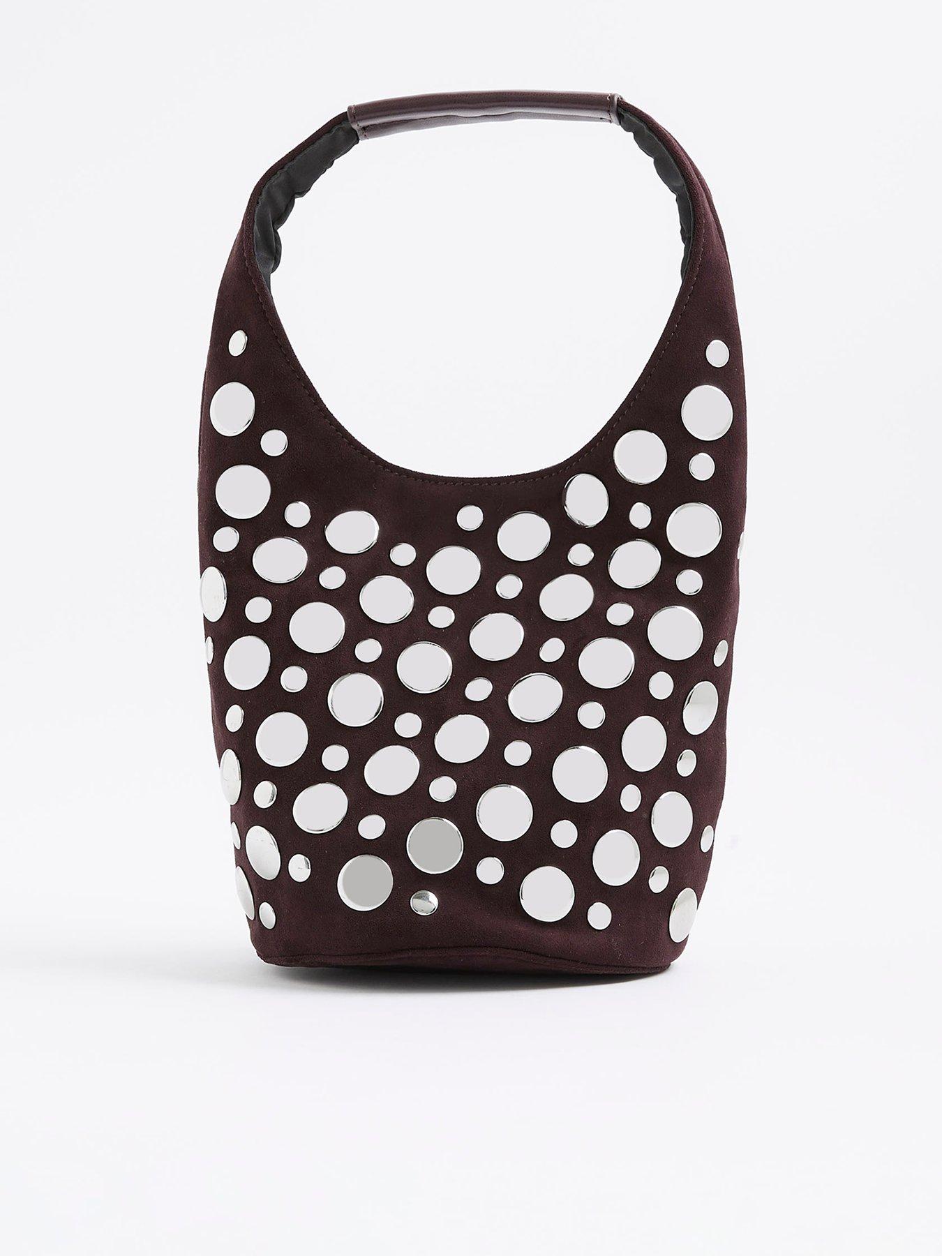 River Island Studded Suedette Bucket - Red