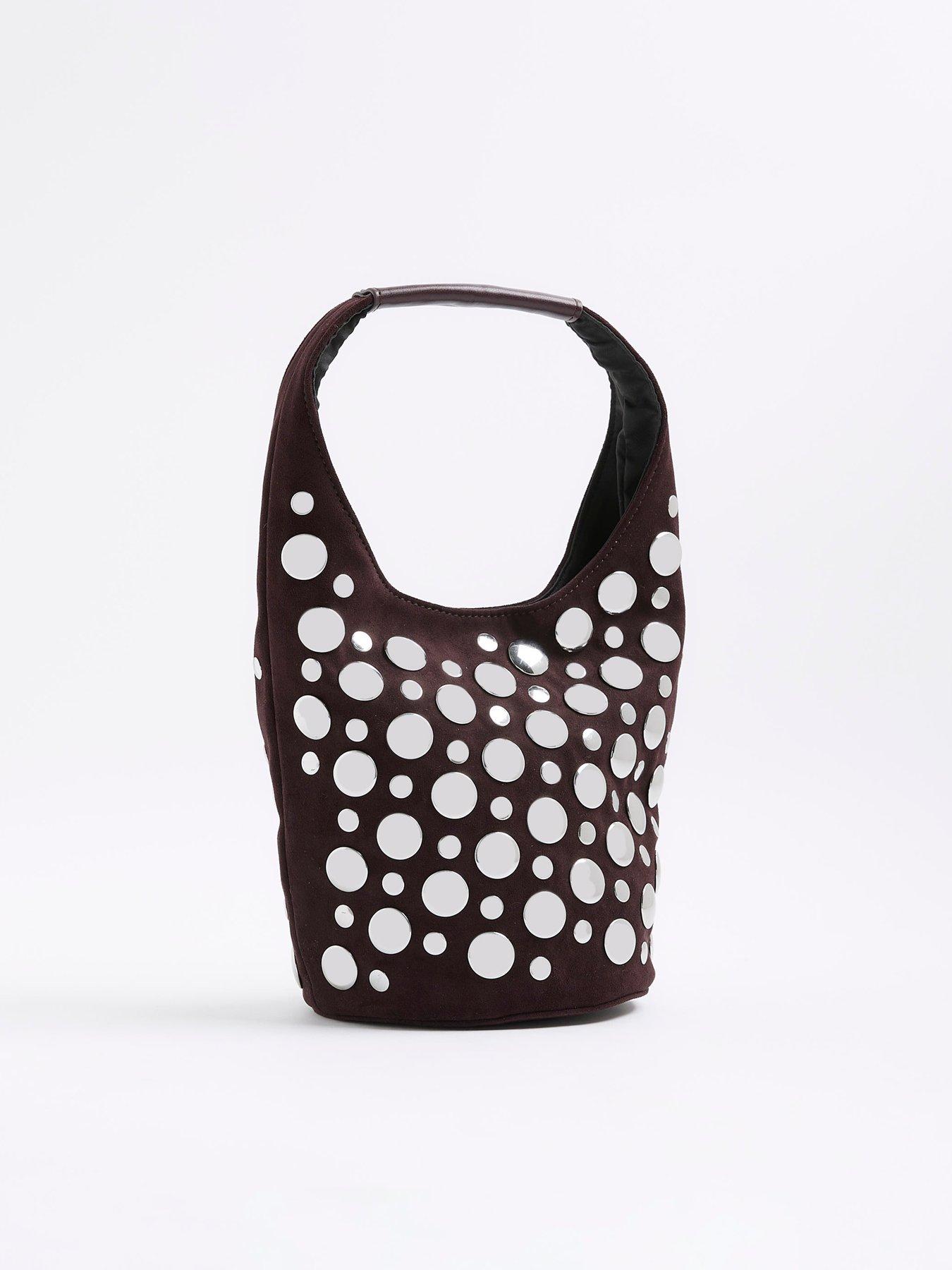 Image 3 of 5 of River Island Studded Suedette Bucket - Red