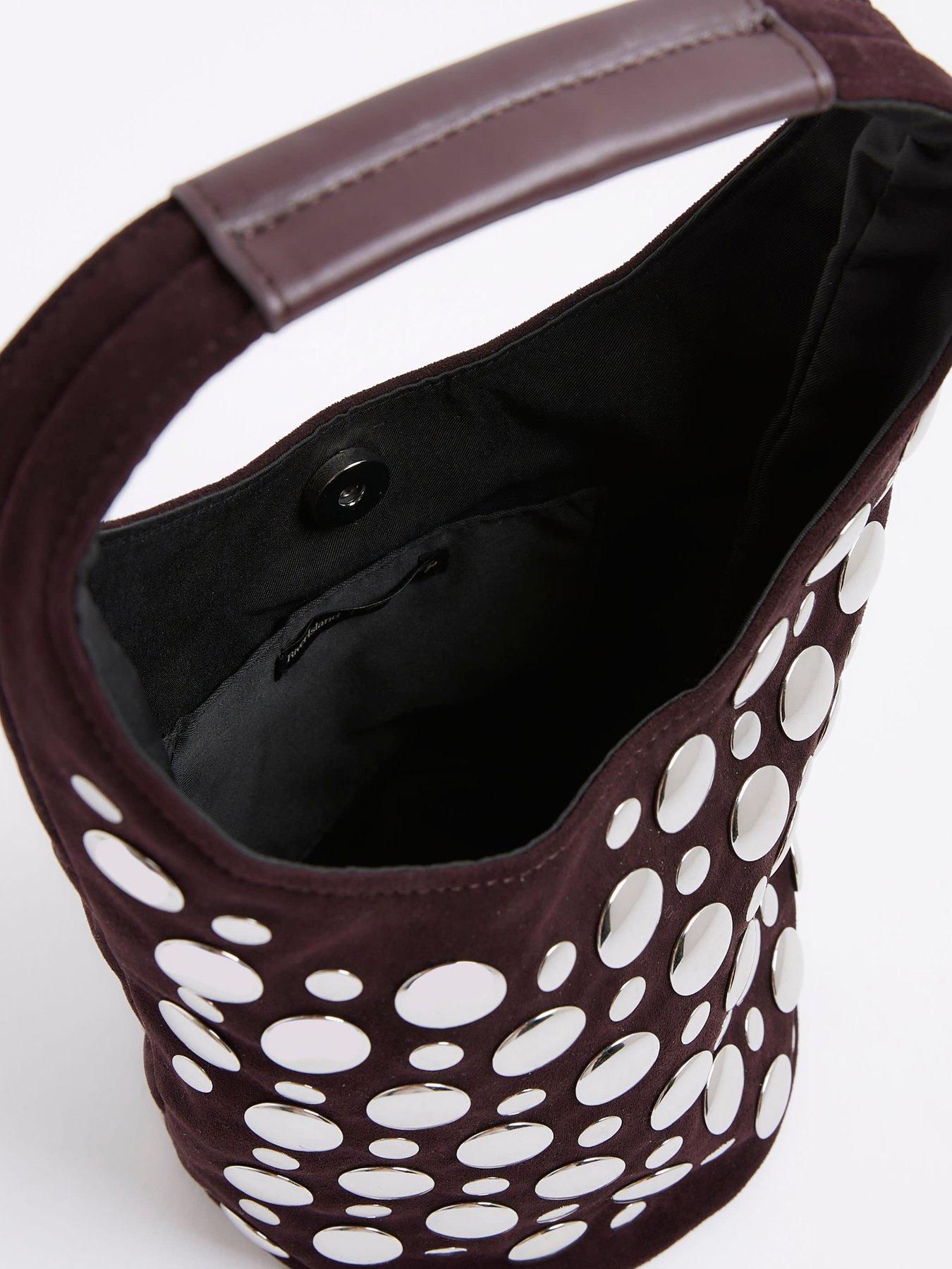 Image 4 of 5 of River Island Studded Suedette Bucket - Red