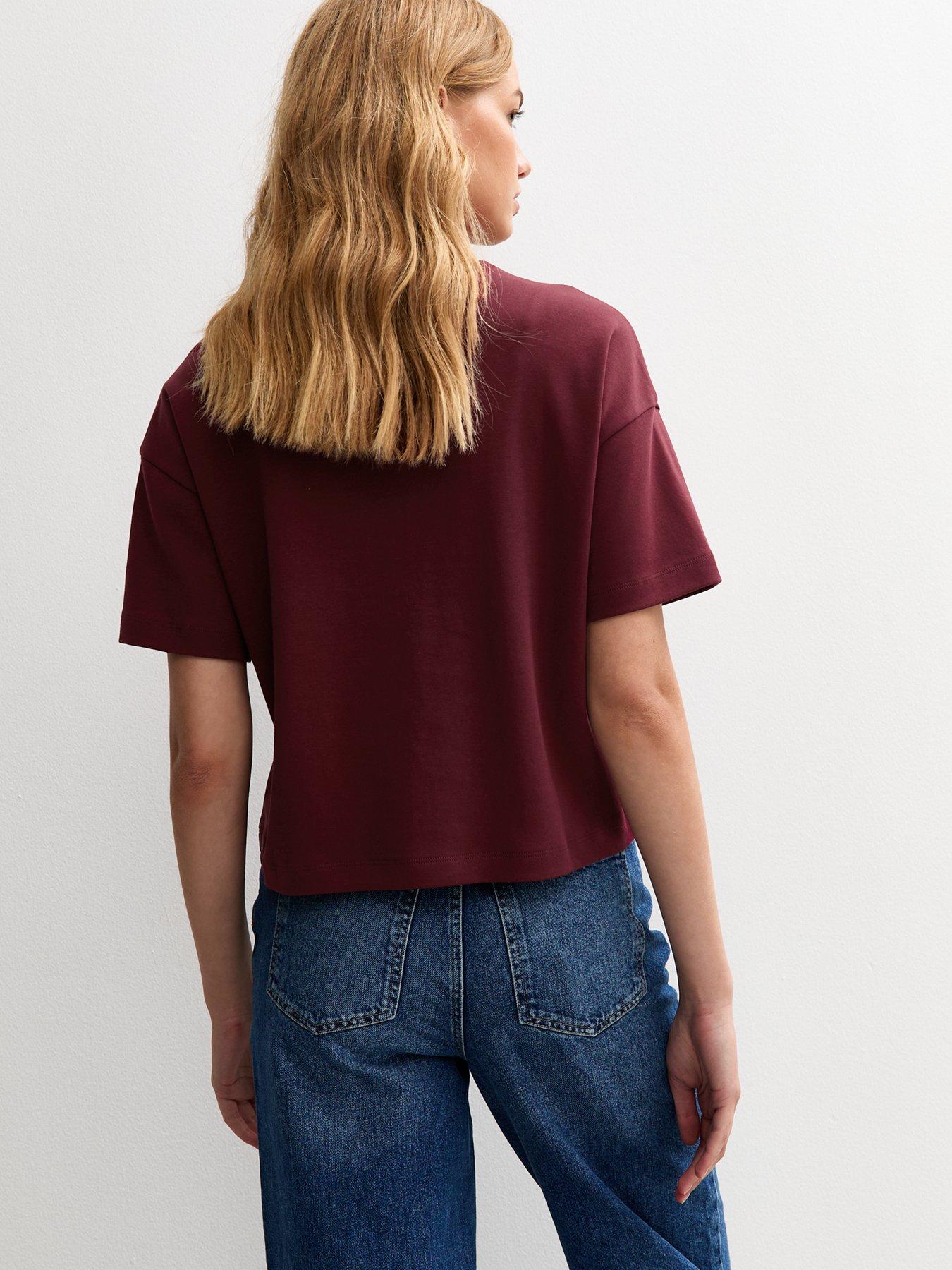  image of new-look-premium-heavyweight-cotton-boxy-fit-t-shirt-nbspburgundy