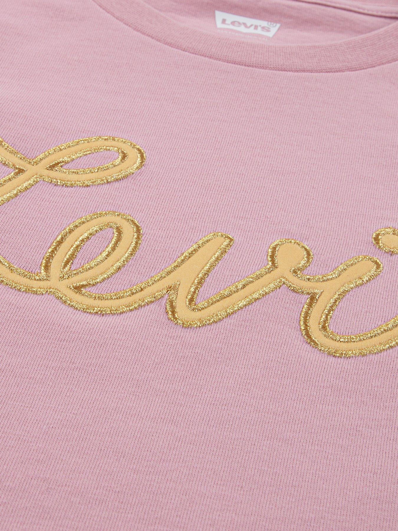  image of levis-girls-long-sleeve-applique-top-pink
