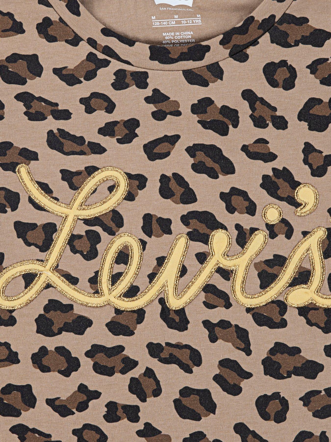  image of levis-girls-long-sleeve-all-over-print-top-brown