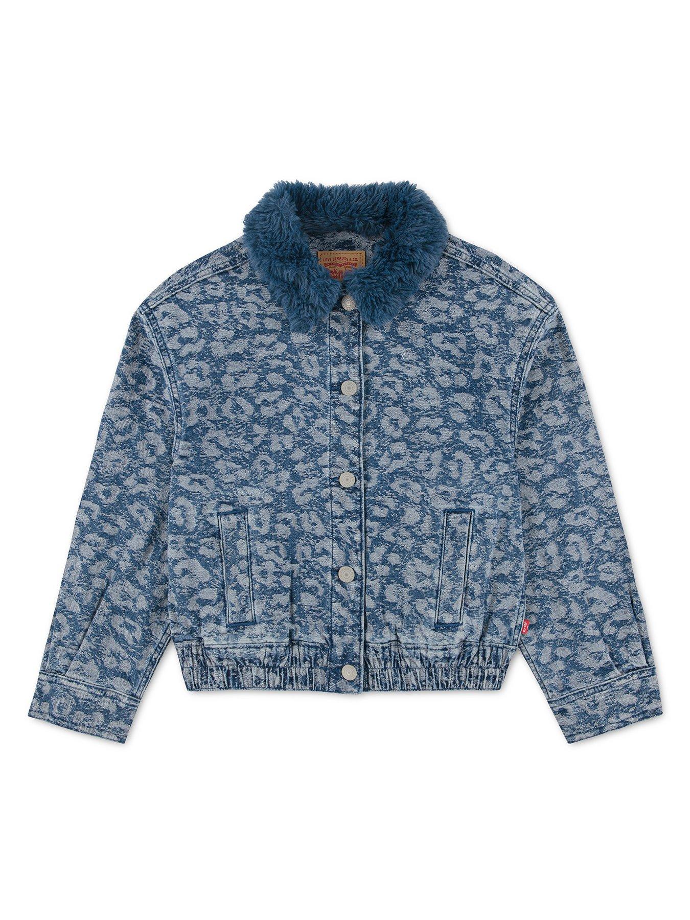 Levi's Girls Oversized Faux Fur Collar Trucker Jacket - Blue