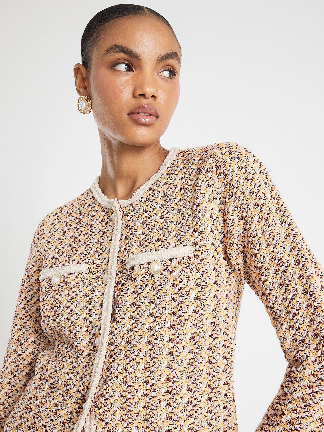 Image 4 of 4 of River Island Boucle Twisted Cardigan - Orange