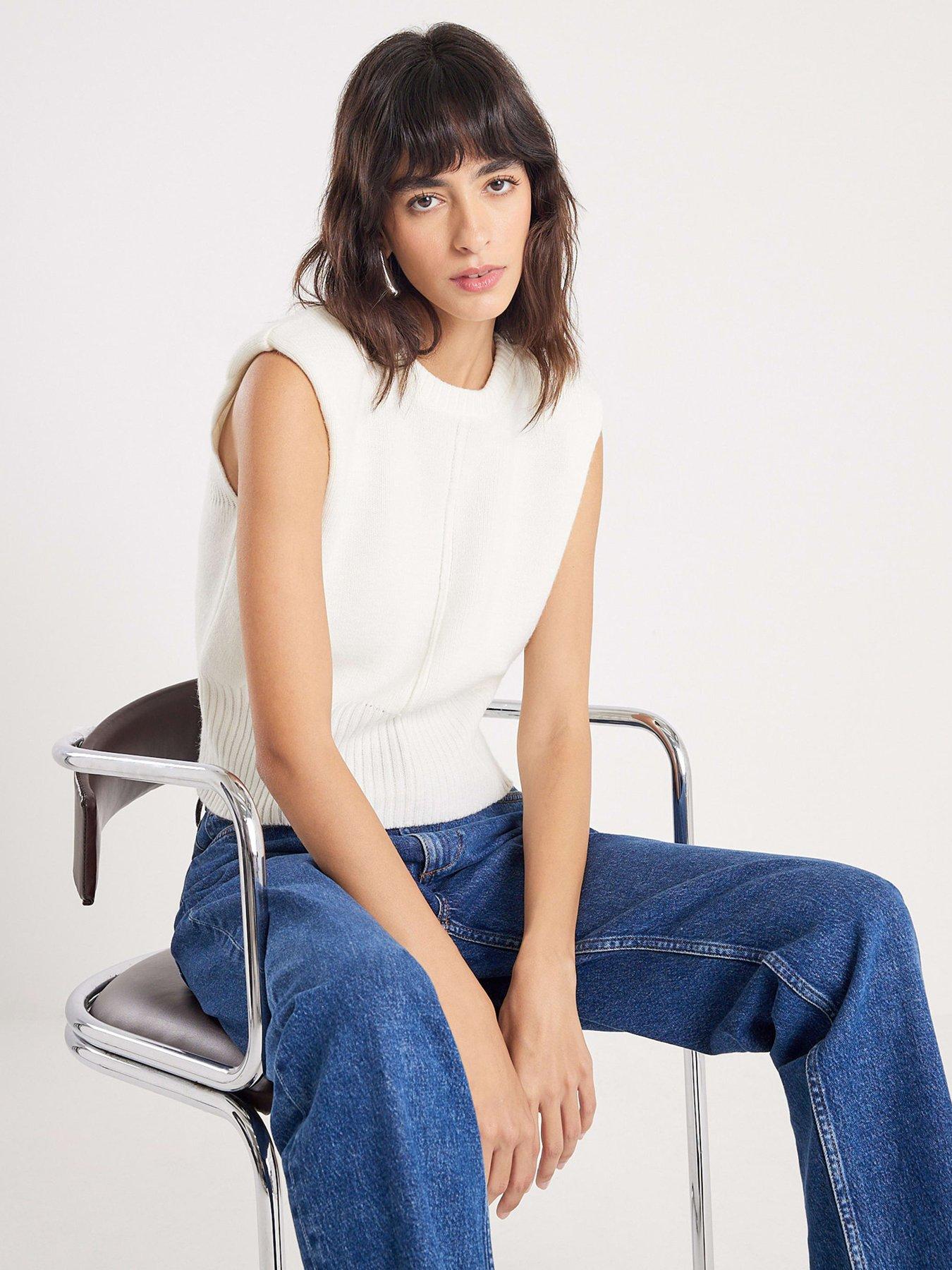 Image 1 of 4 of River Island Structure Shoulder Tank - Cream