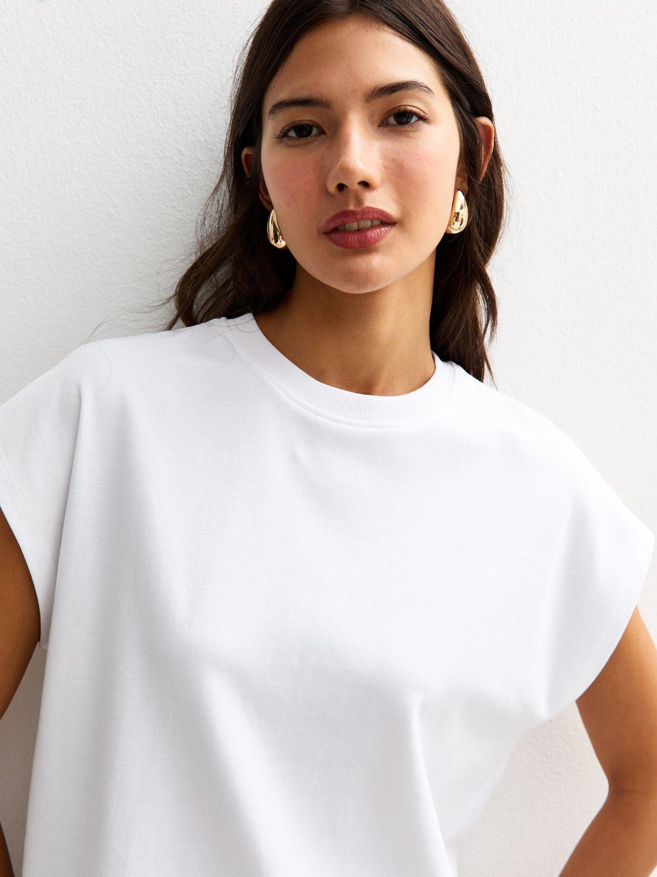 Image 4 of 4 of New Look Premium Heavyweight Cotton Grown On Sleeve T-Shirt - White