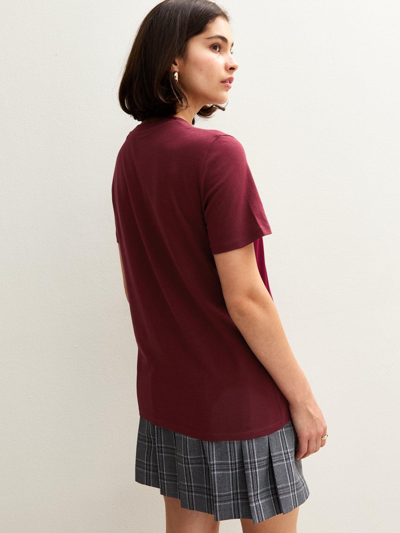 Image 2 of 5 of New Look Burgundy Nyc Print Relaxed T-Shirt - Red