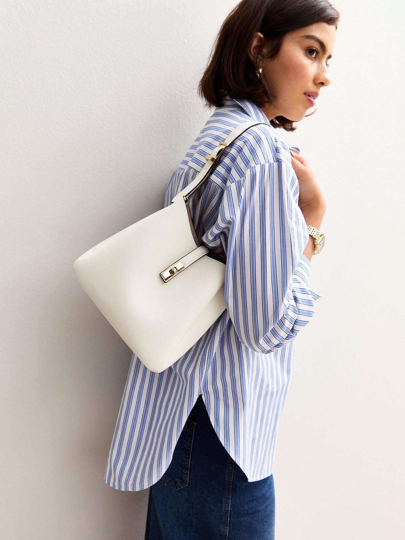 Image 2 of 5 of New Look Faux Leather Bucket Bag - White