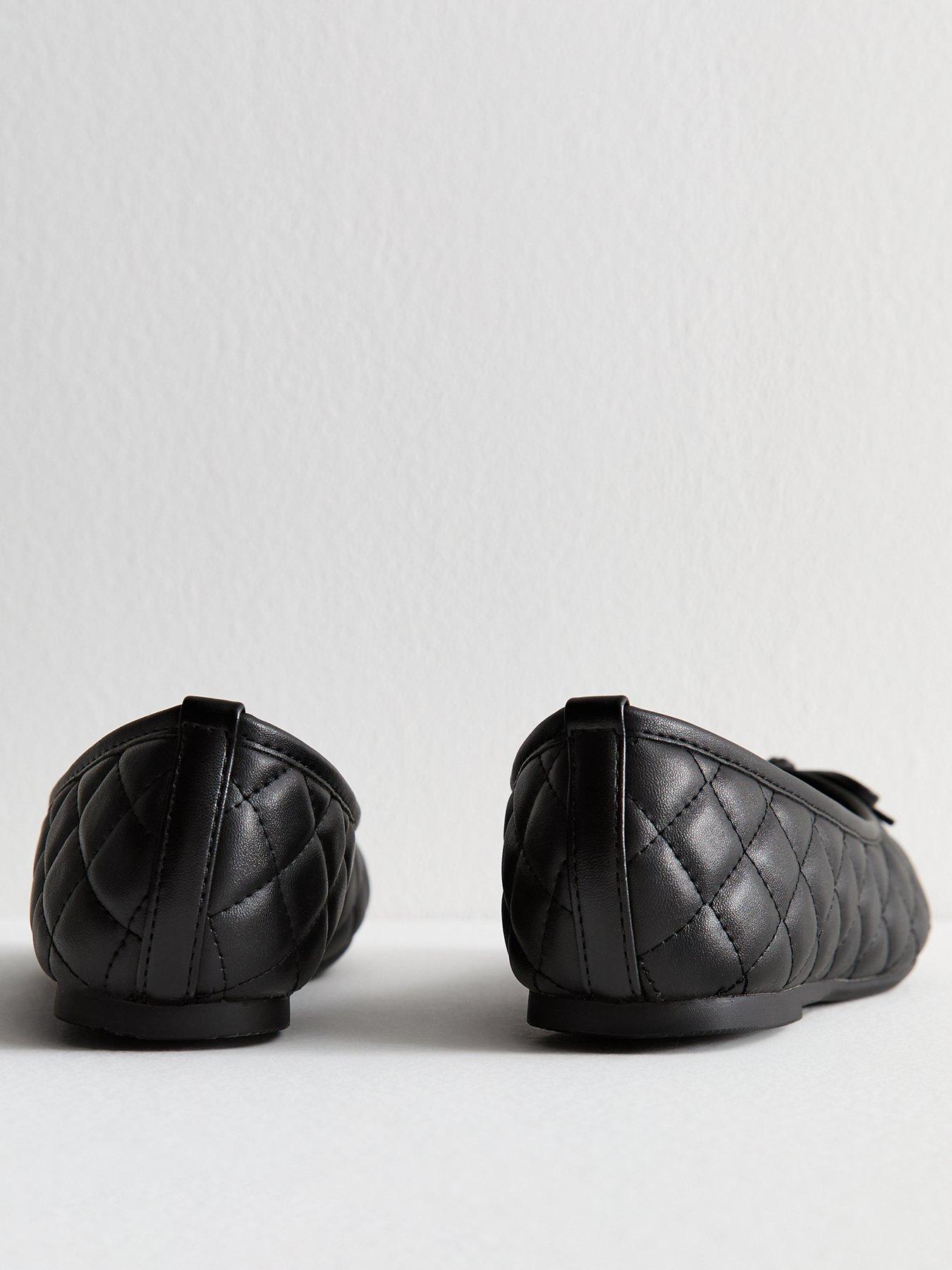 Image 3 of 6 of New Look Quilted Faux Leather Ballet Flats - Black