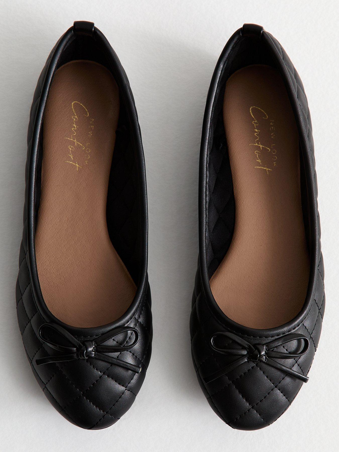 Image 4 of 6 of New Look Quilted Faux Leather Ballet Flats - Black