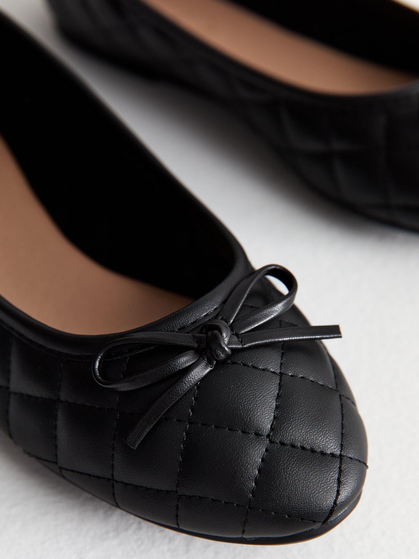 Image 5 of 6 of New Look Quilted Faux Leather Ballet Flats - Black