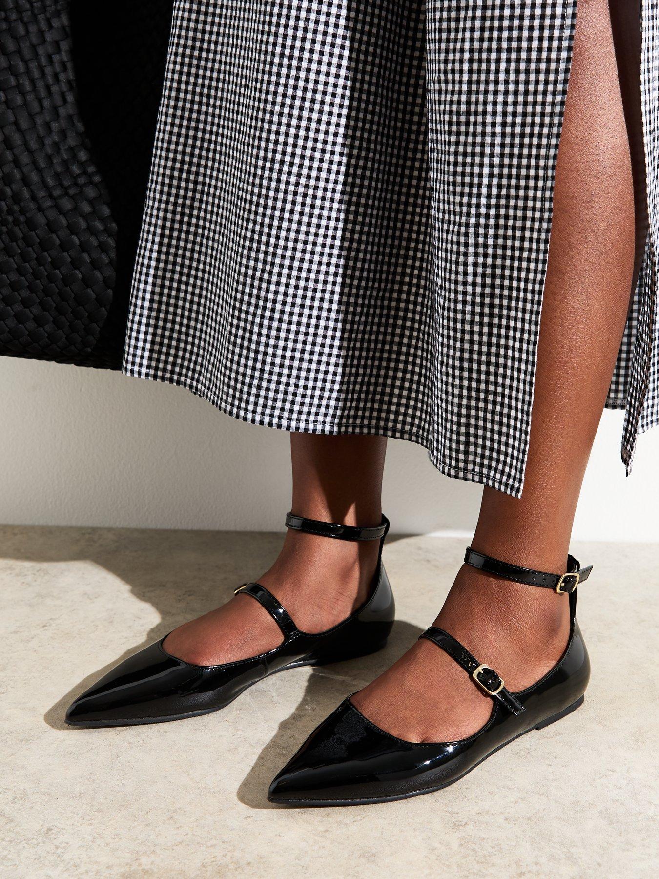 New Look Black Patent Faux Leather Strappy Ballet Flats | Littlewoods