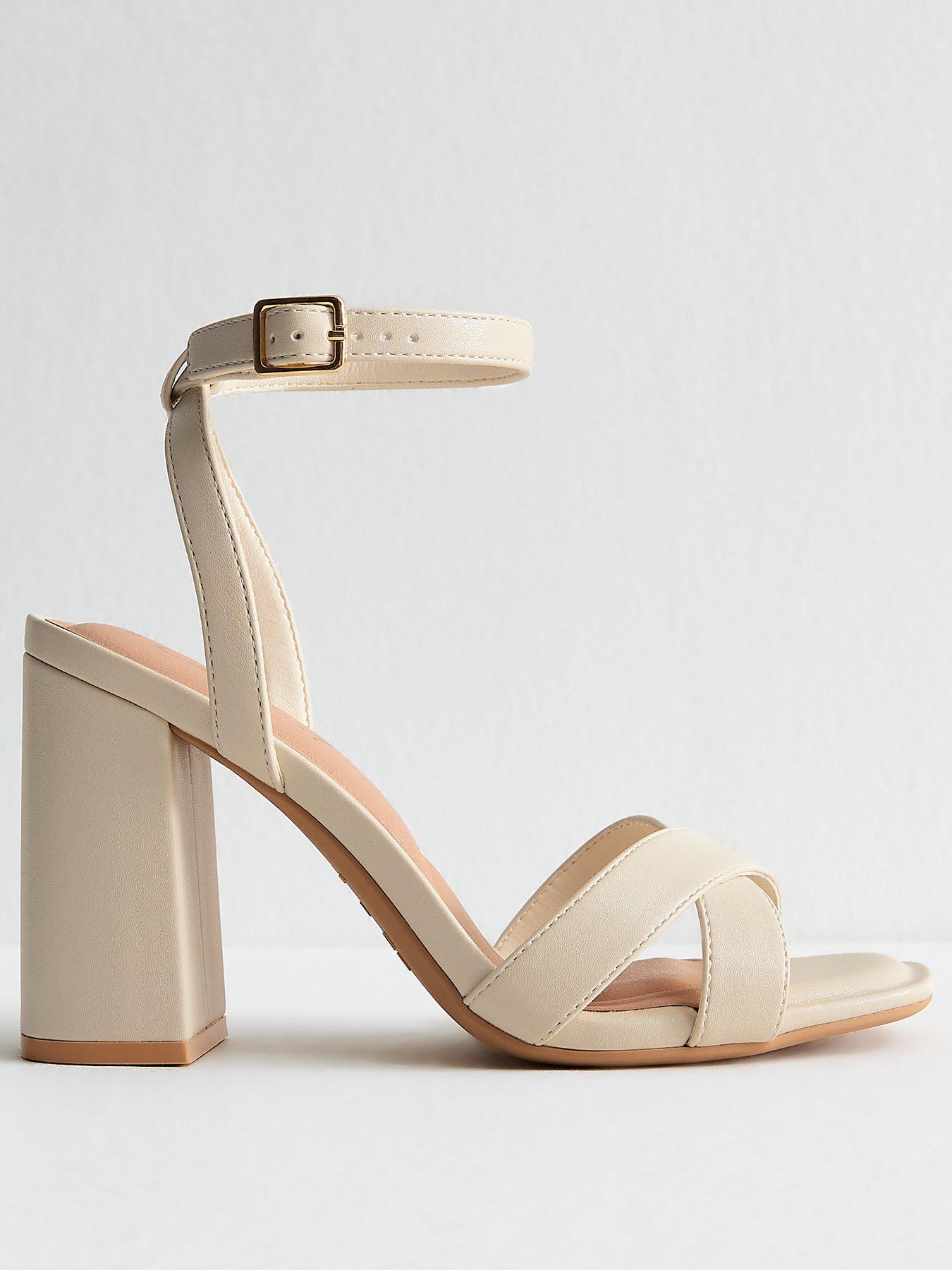 undefined Off White Faux Leather Platform Sandals