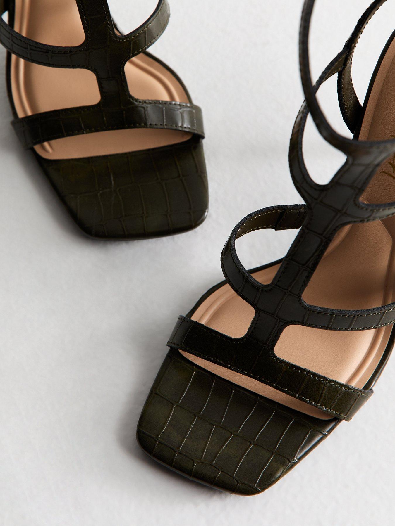 Image 5 of 6 of New Look Gladiator Strap Stiletto Heel Sandals - Dark Green