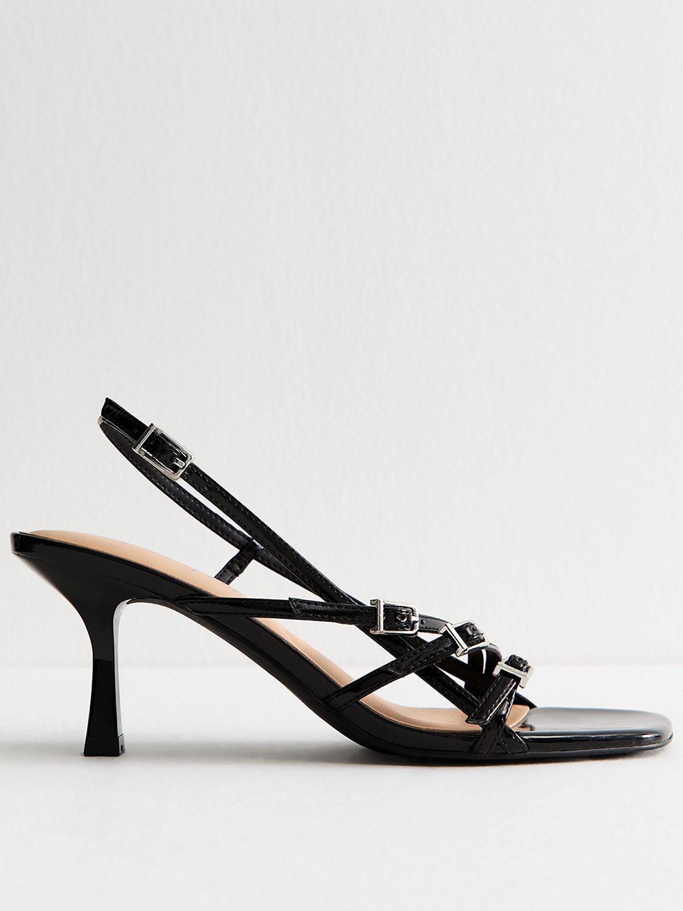 New Look Asymmetric Strap Stiletto Heel Sandals - Black