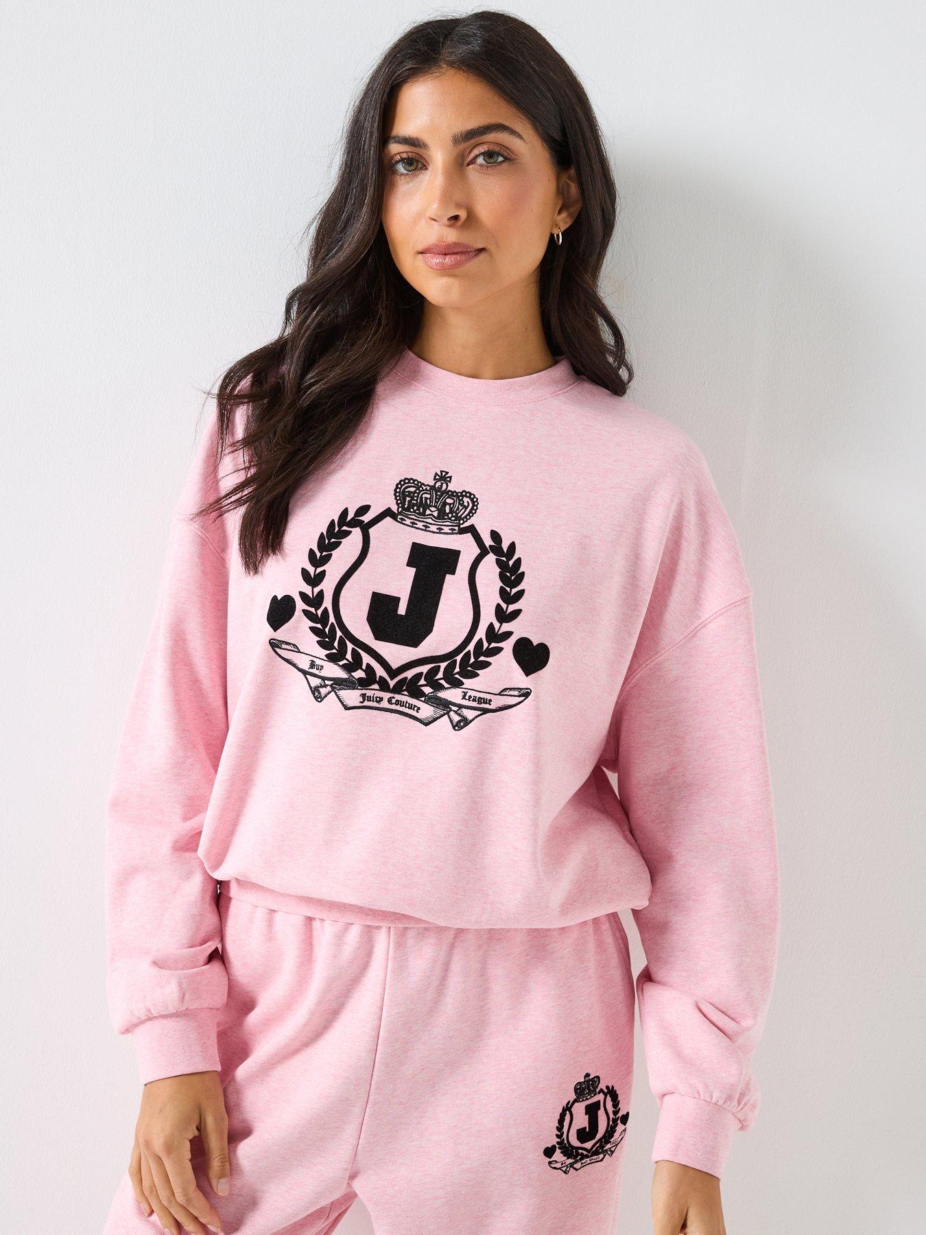 Juicy Couture Venice Crest Loop Back Fleece Sweatshirt - Pink