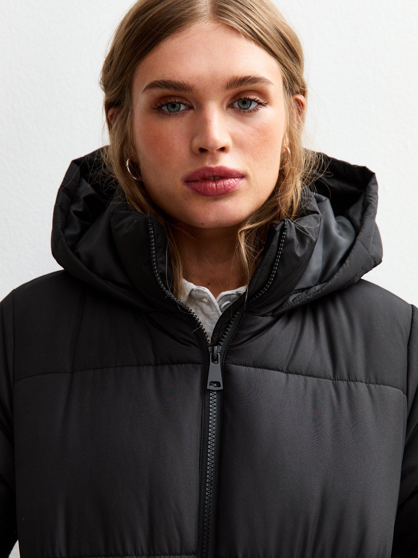  image of new-look-black-hooded-cropped-puffer-jacket-black