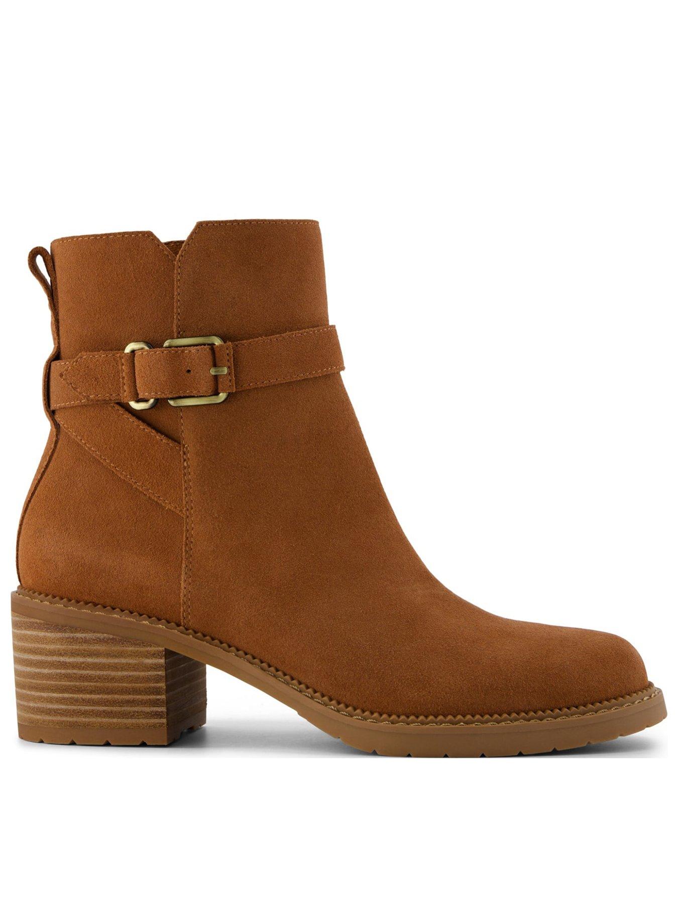 TOMS Hailey Buckle Water Resistant Suede Boot - Tan