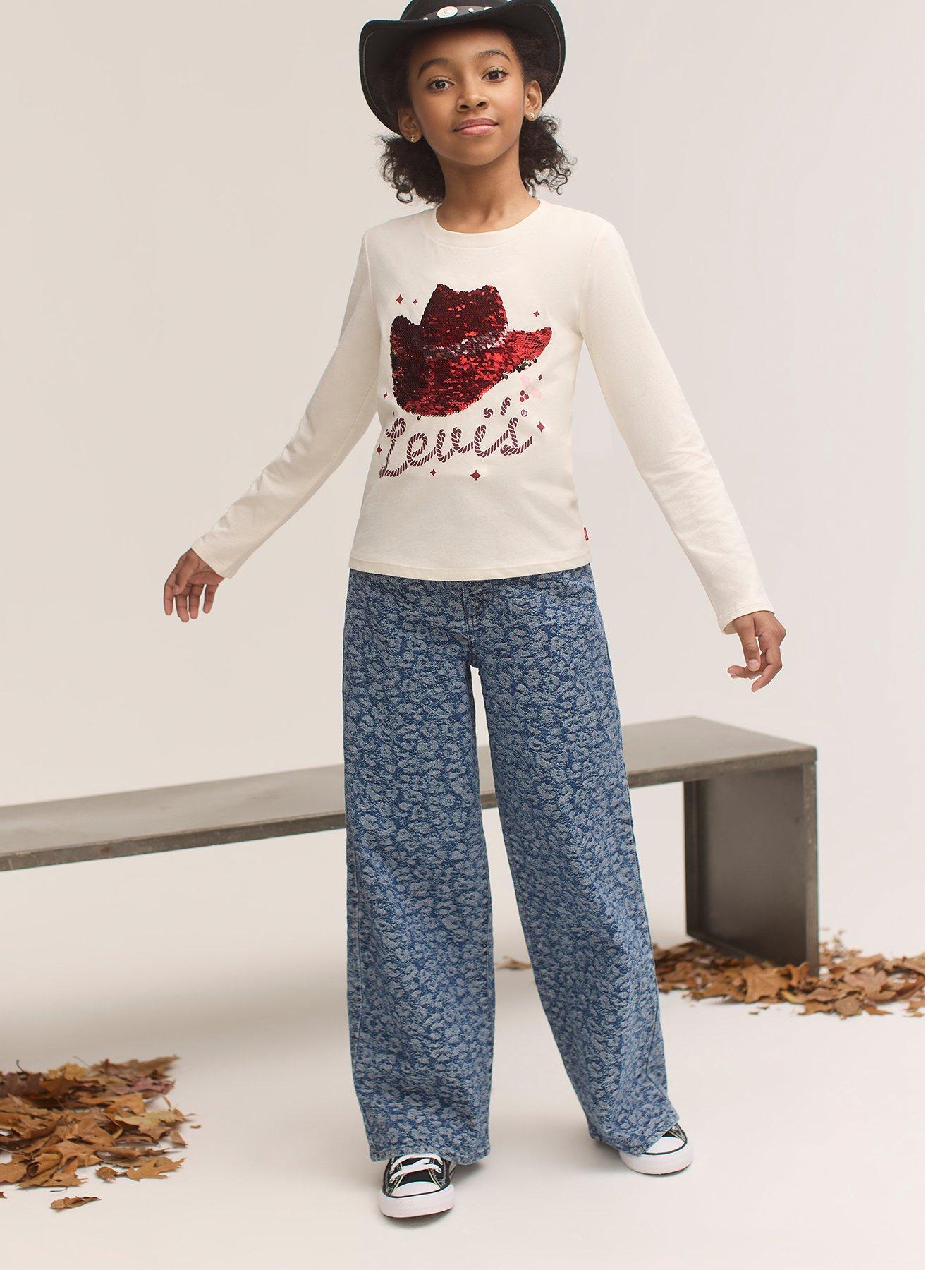 Levi's Girls Jacquard High Rise Baggy Jeans - Blue