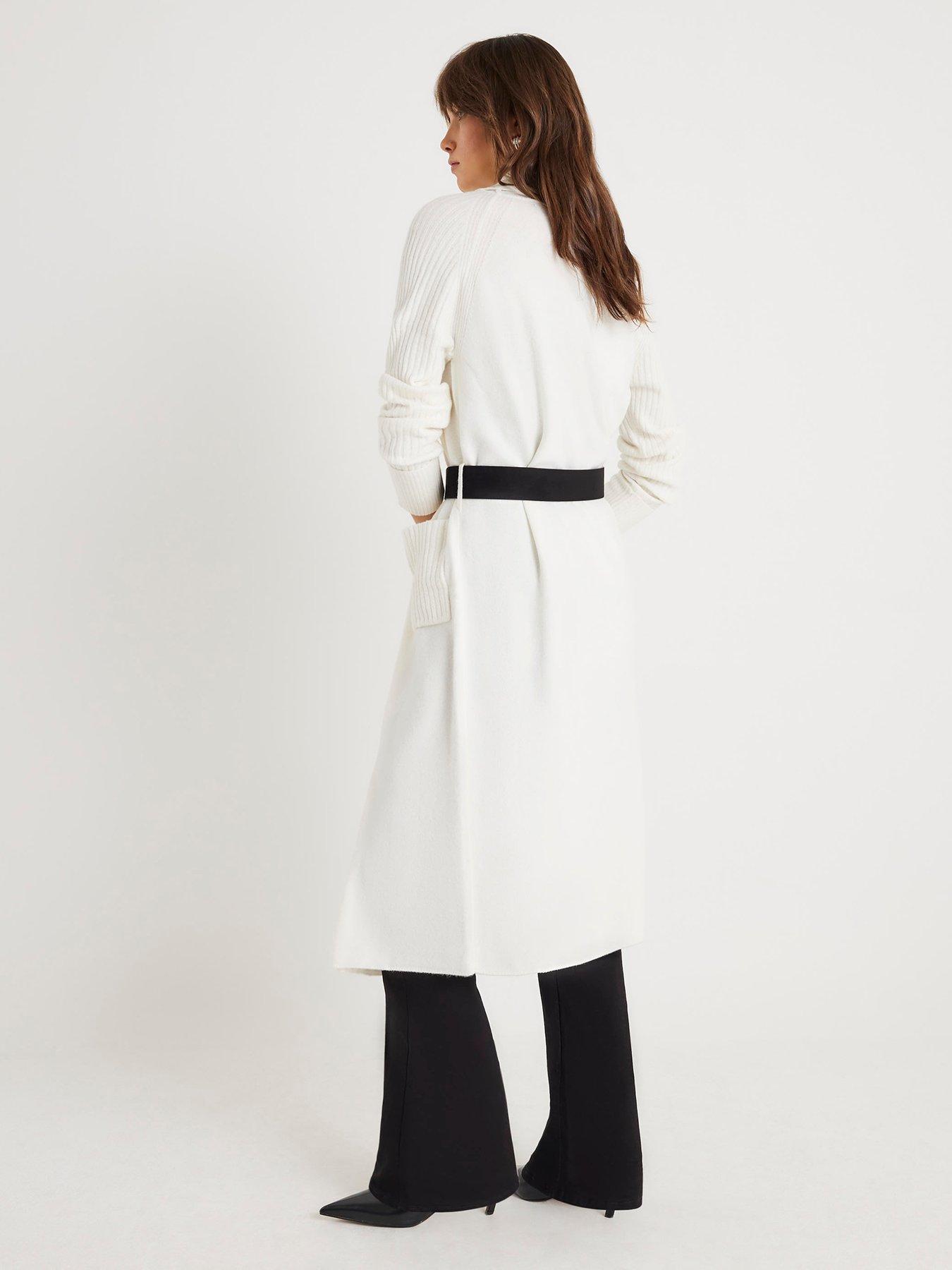  image of river-island-belted-shawl-maxi-cardi-cream