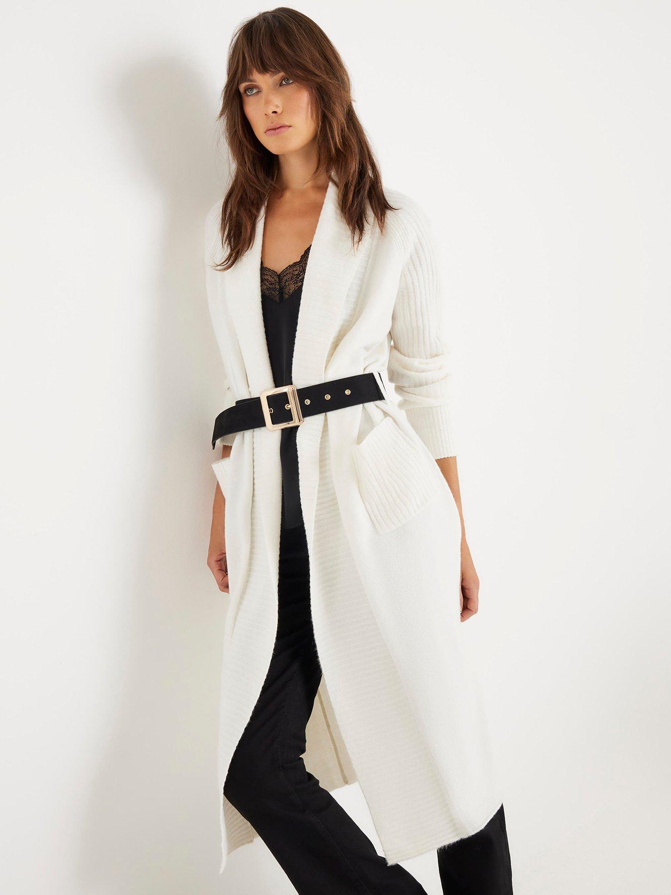  image of river-island-belted-shawl-maxi-cardi-cream