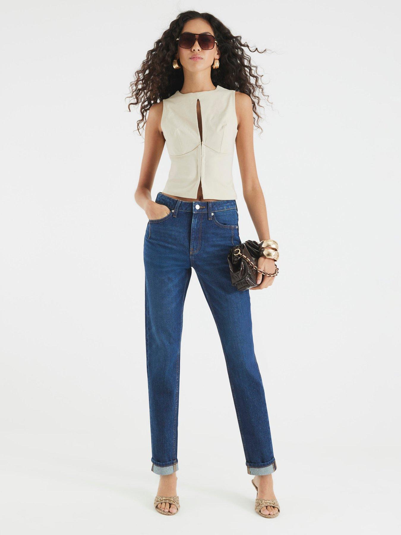  image of river-island-mom-sculpt-barney-jeans-blue