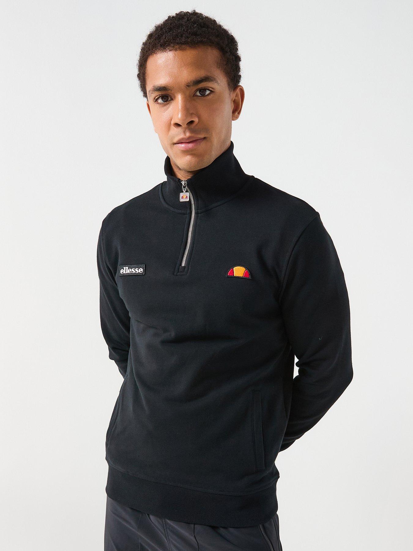 front image of ellesse-mens-pelegrini-14-zip-black
