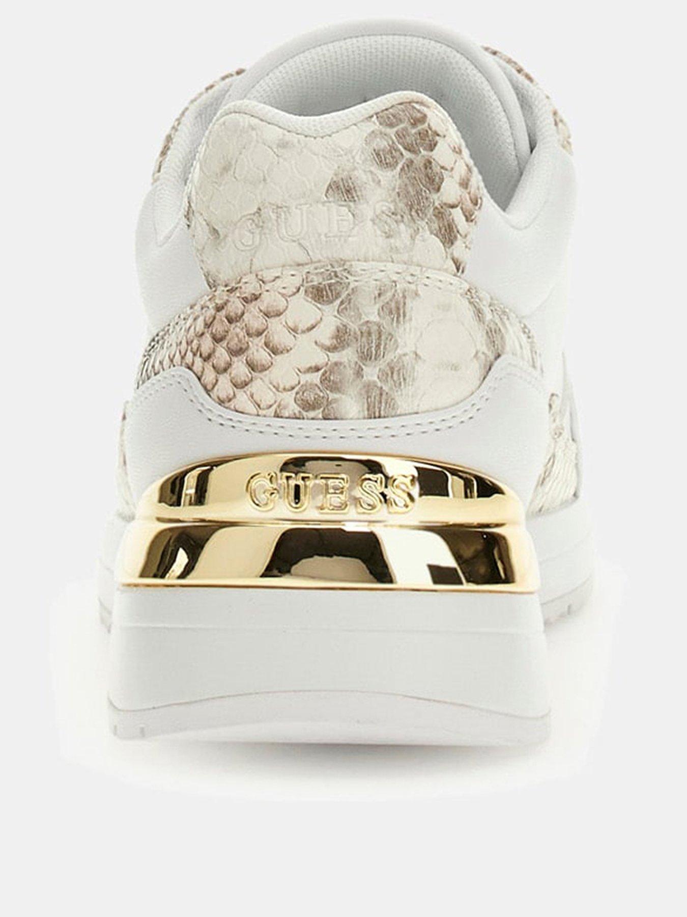 Image 3 of 5 of Guess Moxea15 Snake Trim Sneaker - White