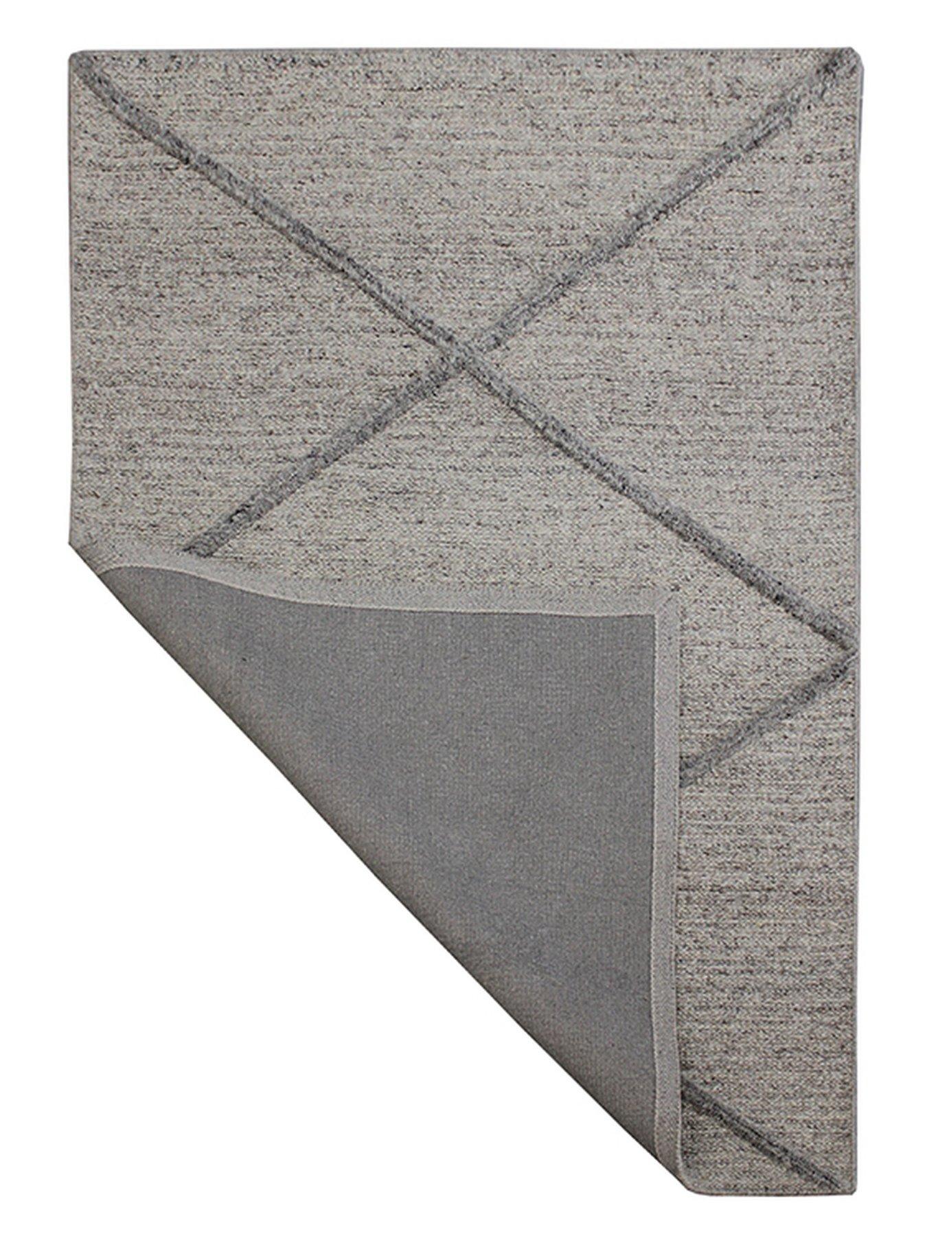  image of very-home-stellar-diamond-wool-rug-grey