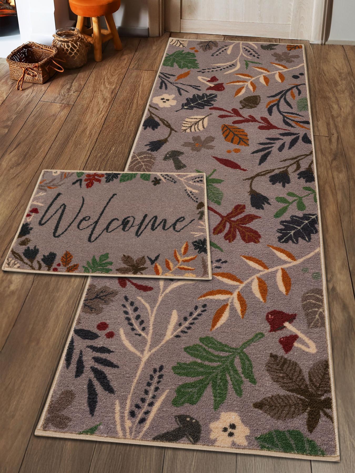  image of very-home-autumnal-runner-amp-doormat-set-natural