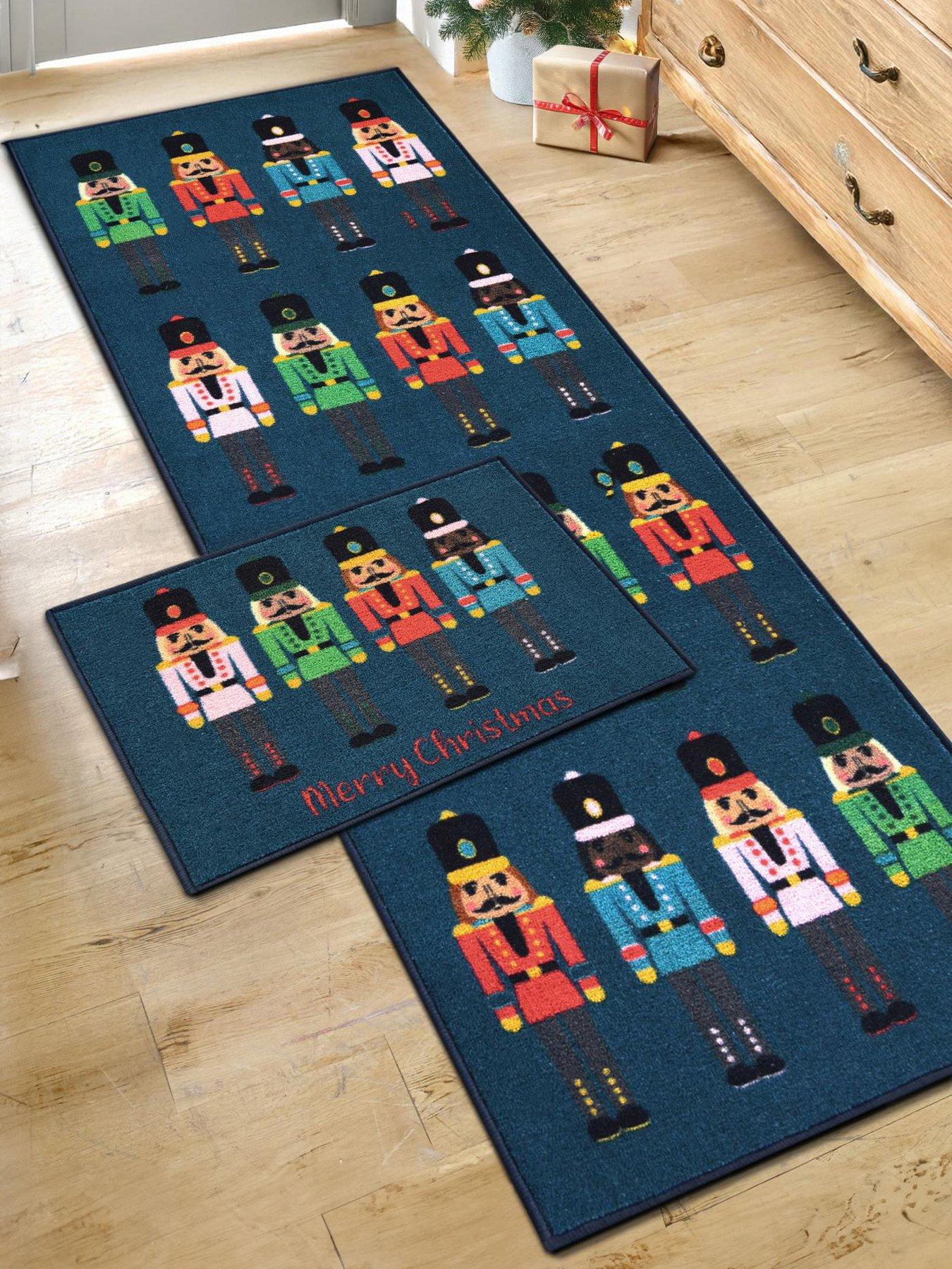 undefined Nutcracker Runner  &  Doormat Set - Navy