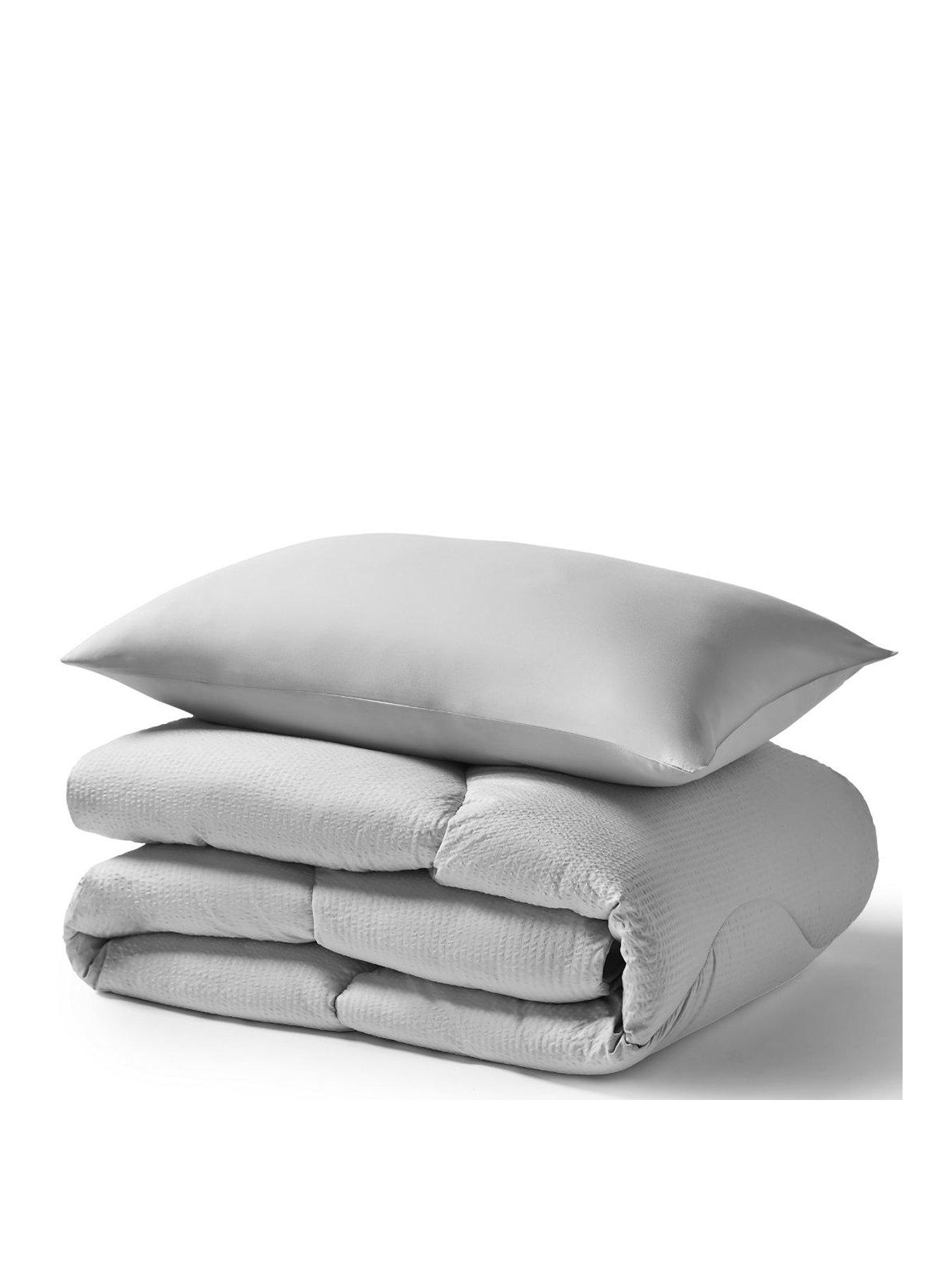  image of night-lark-seersucker-bound-45-tog-coverless-duvet-set-grey