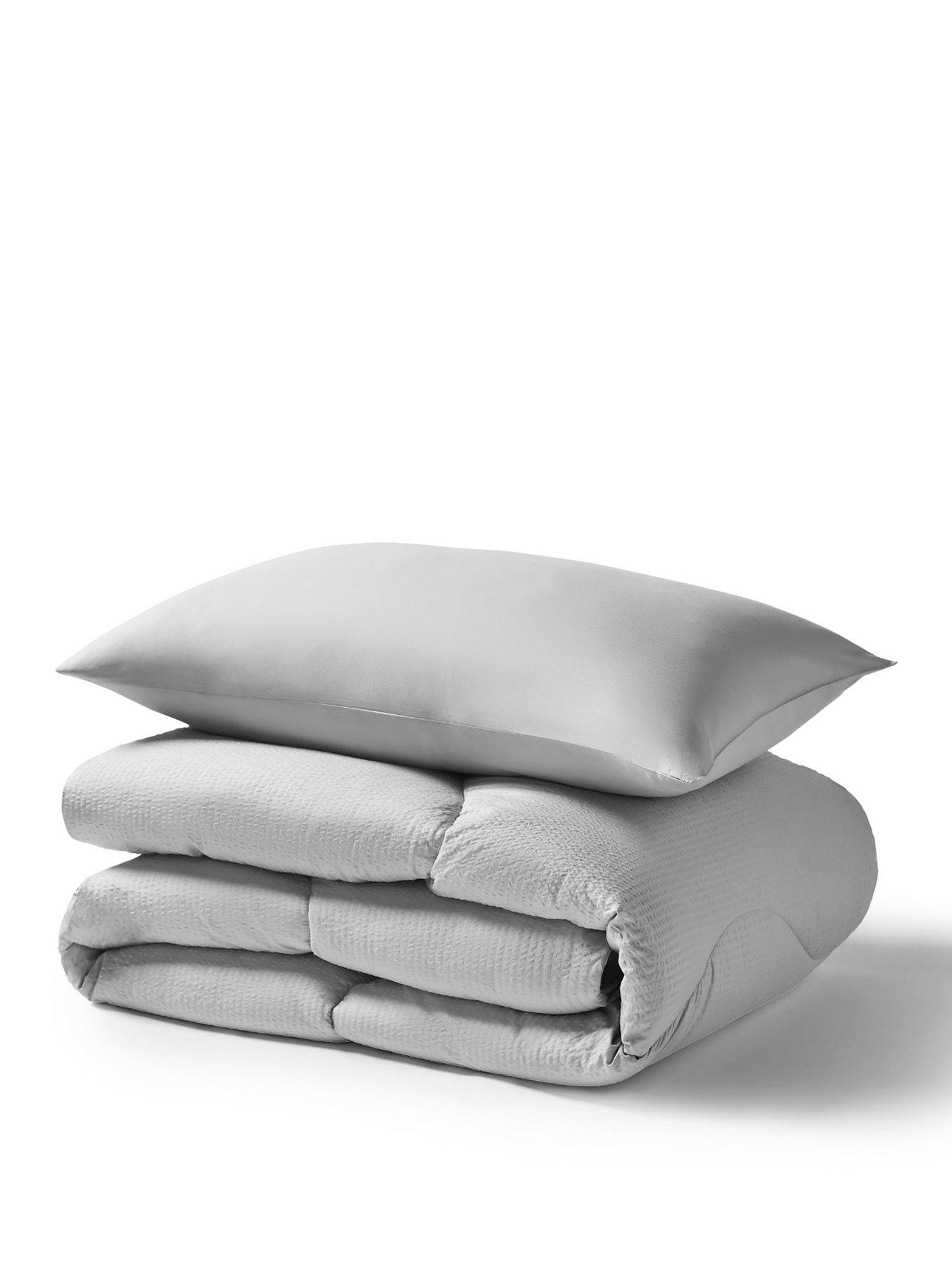  image of night-lark-seersucker-bound-105-tog-coverless-duvet-set-grey