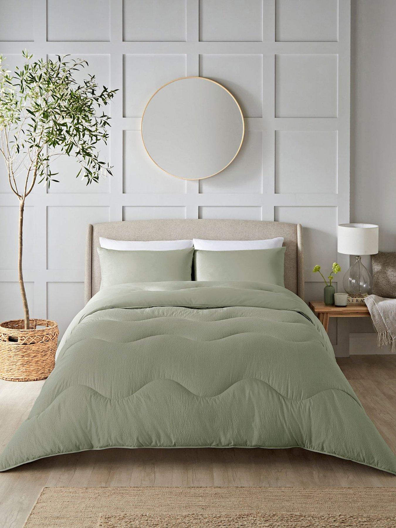 Night Lark Seersucker Bound 10.5 Tog Coverless Duvet Set - Olive