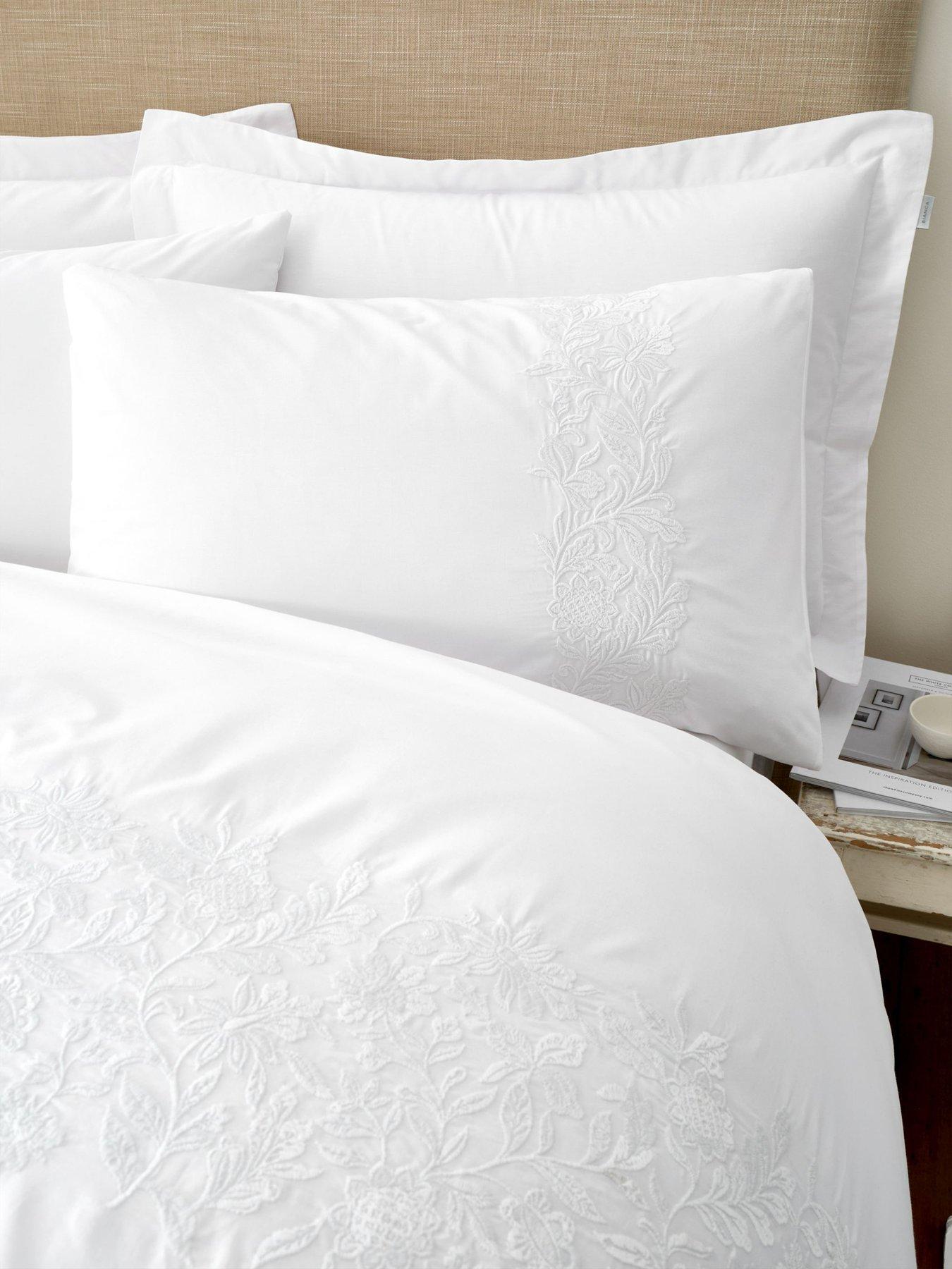 Bianca Embroidery Floral 200 Thread Count Cotton Duvet Set White