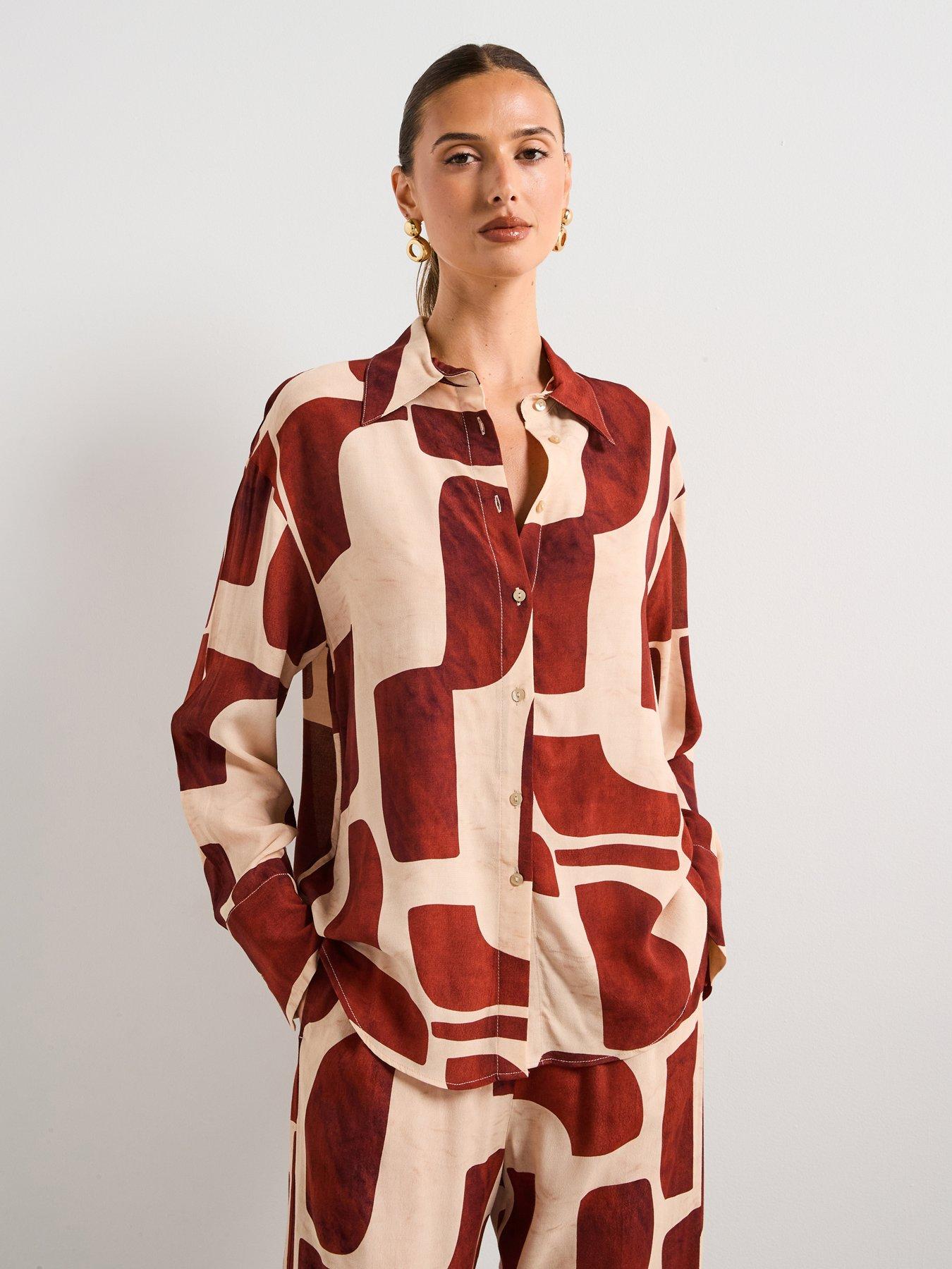 undefined Geometric Print Shirt - Cream