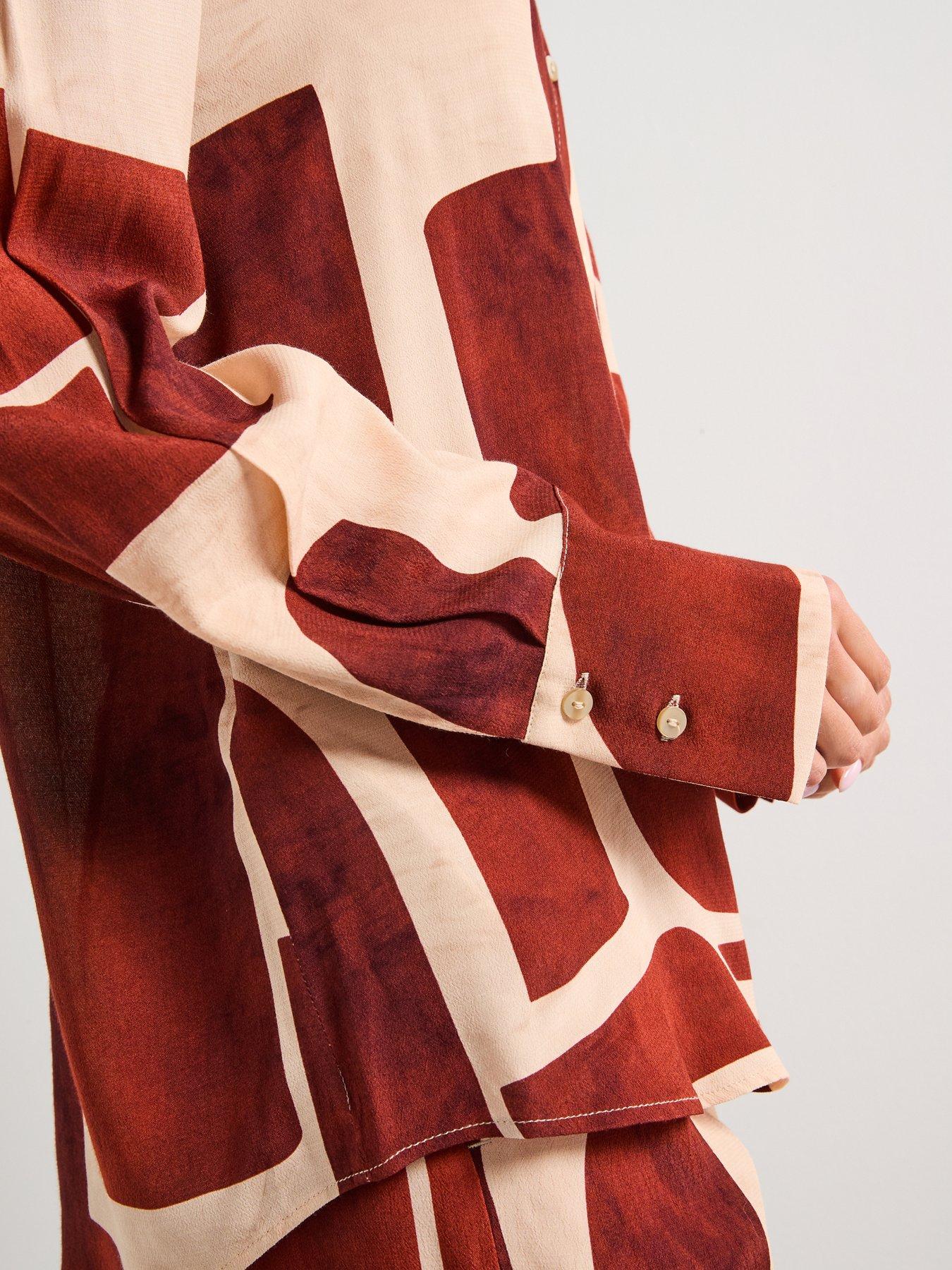  image of mango-geometric-print-shirt-cream