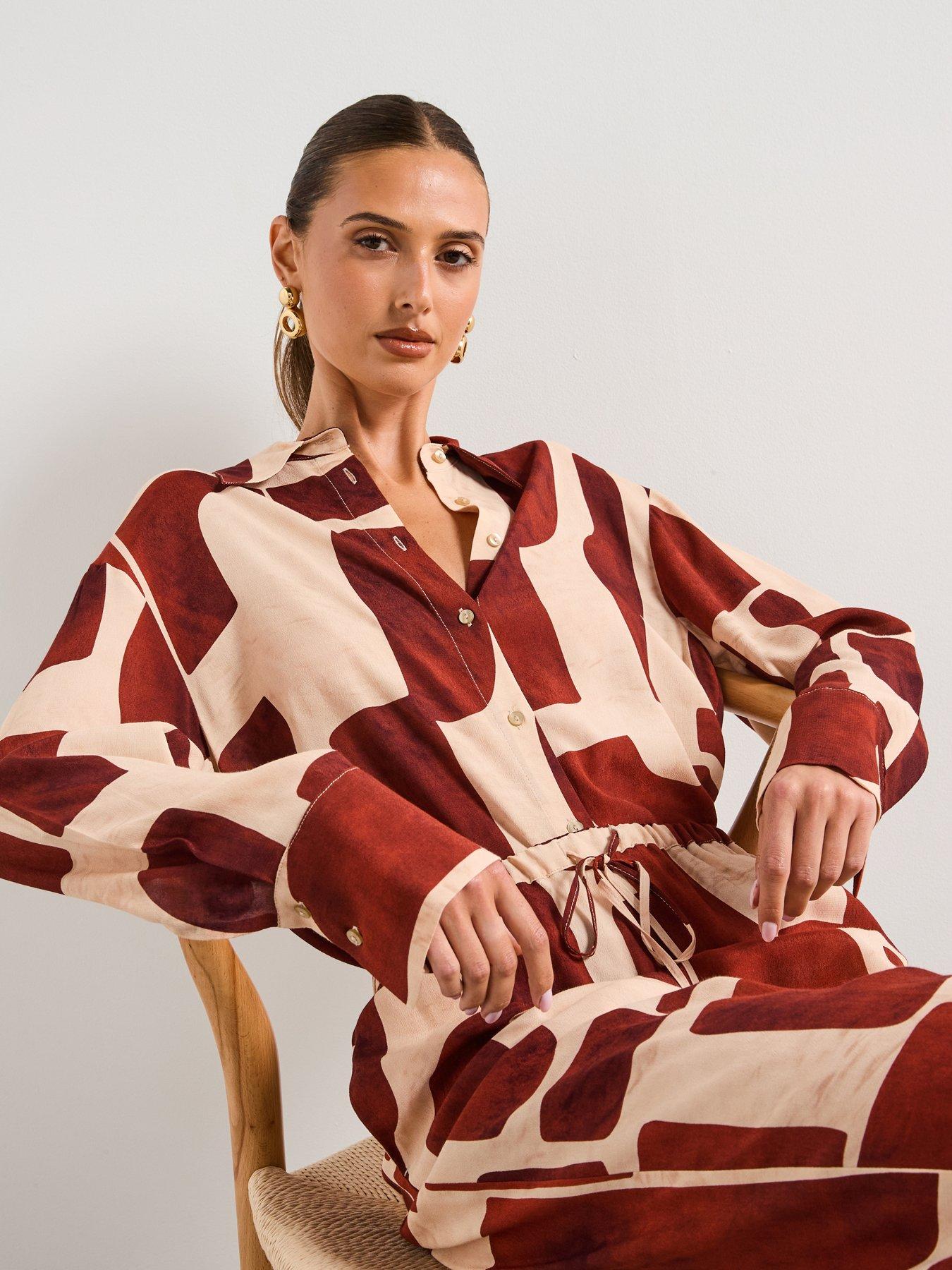  image of mango-geometric-print-shirt-cream