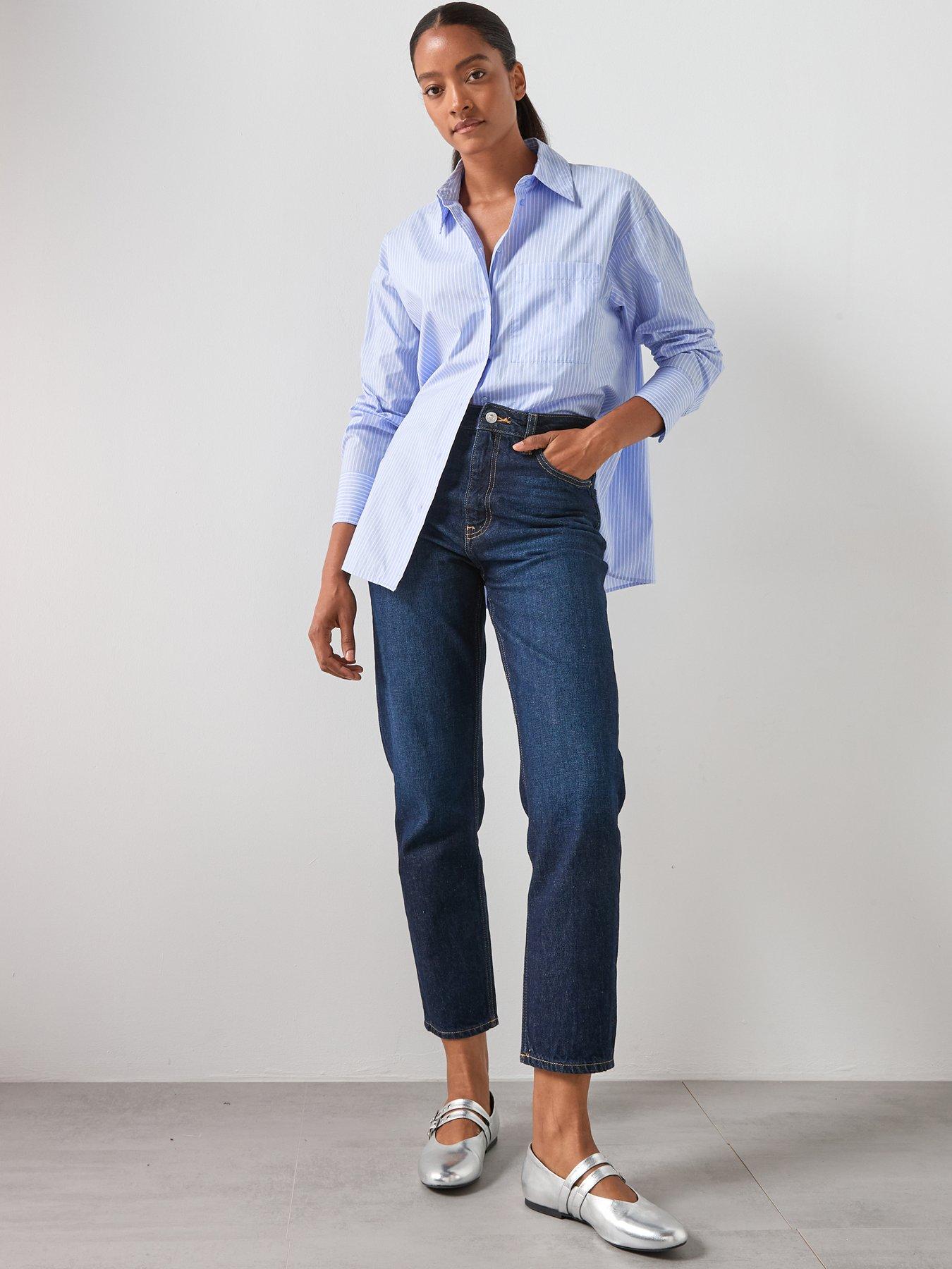  image of mango-high-rise-mom-jeans-blue