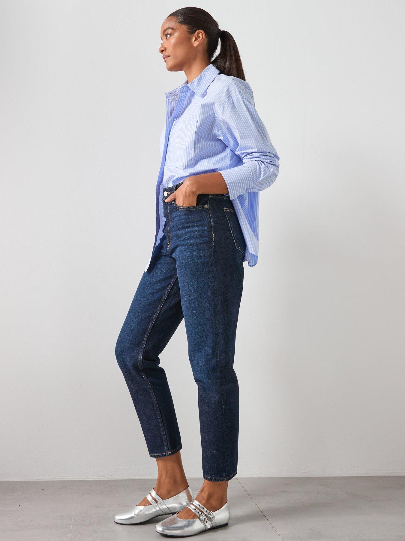  image of mango-high-rise-mom-jeans-blue