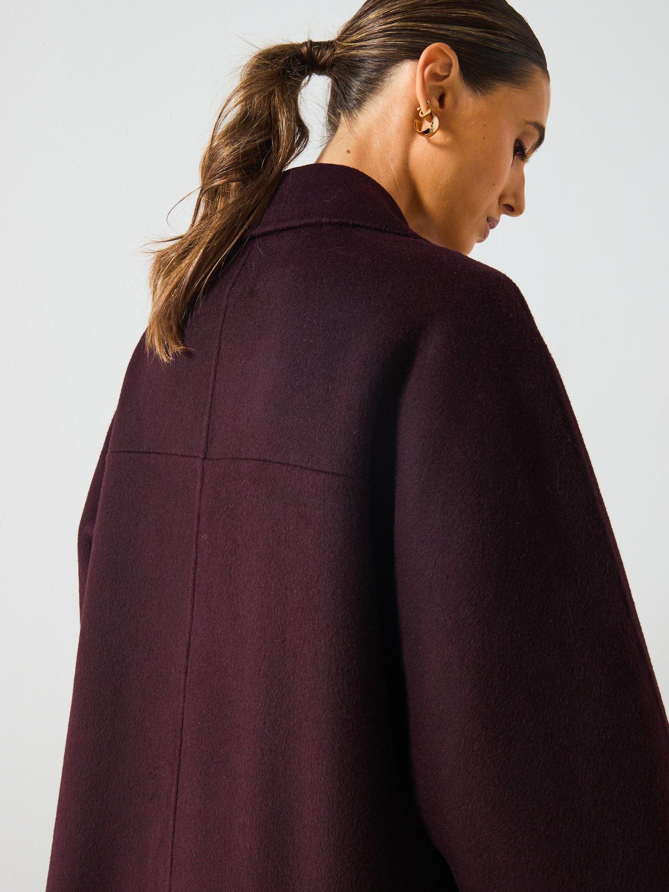 Image 6 of 6 of Mango Double Breasted Duster Coat - Burgundy