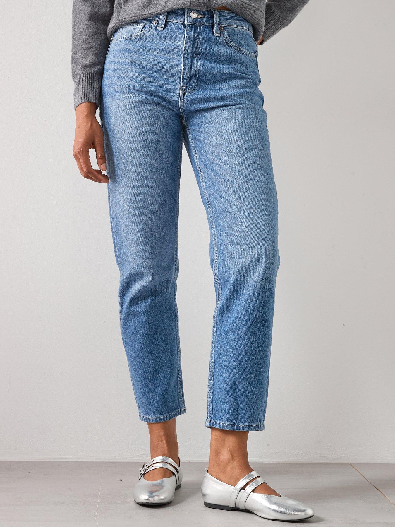 front image of mango-high-rise-mom-jeans-blue