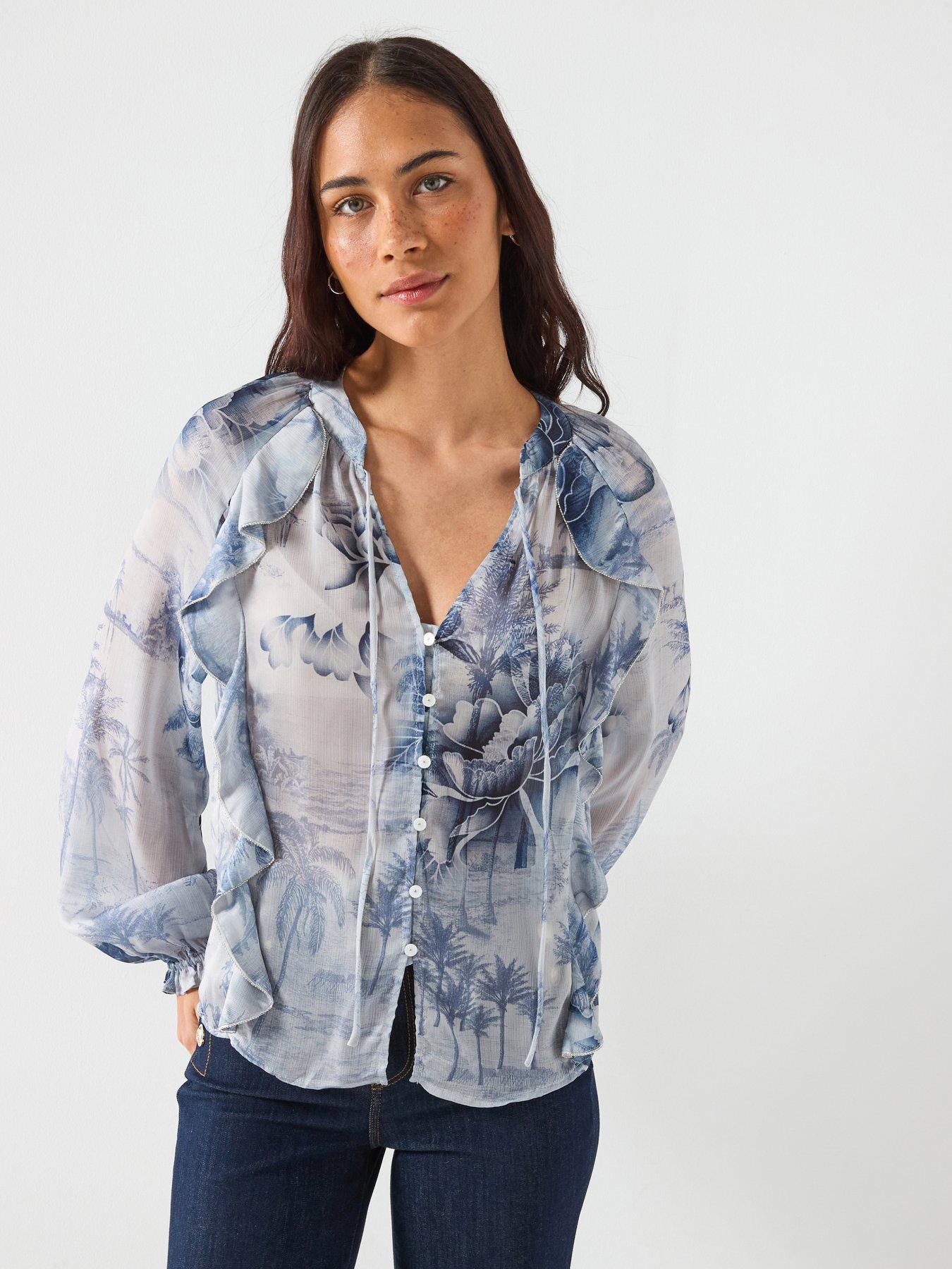 Guess Josette Long Sleeve Blouse - Blue