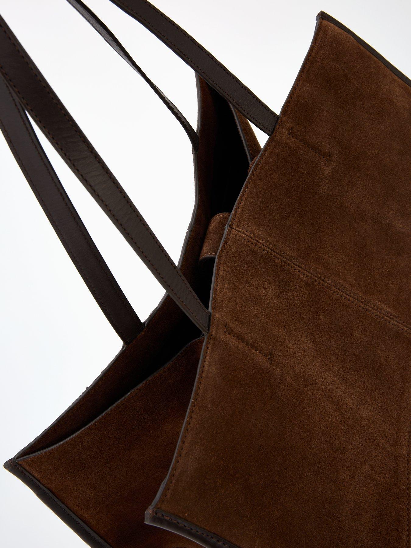 Image 3 of 4 of Mango Suede Leather Shopper Bag - Brown